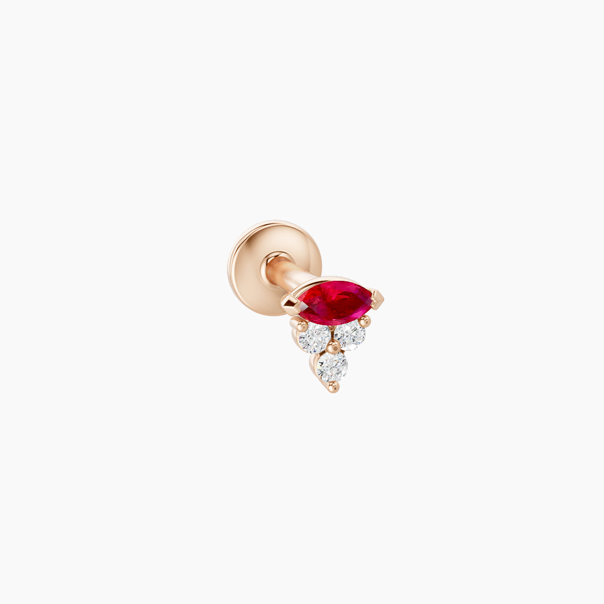 Oya | 18k Rose Gold 5 mm 4 mm Ruby & Diamond Nose Piercing