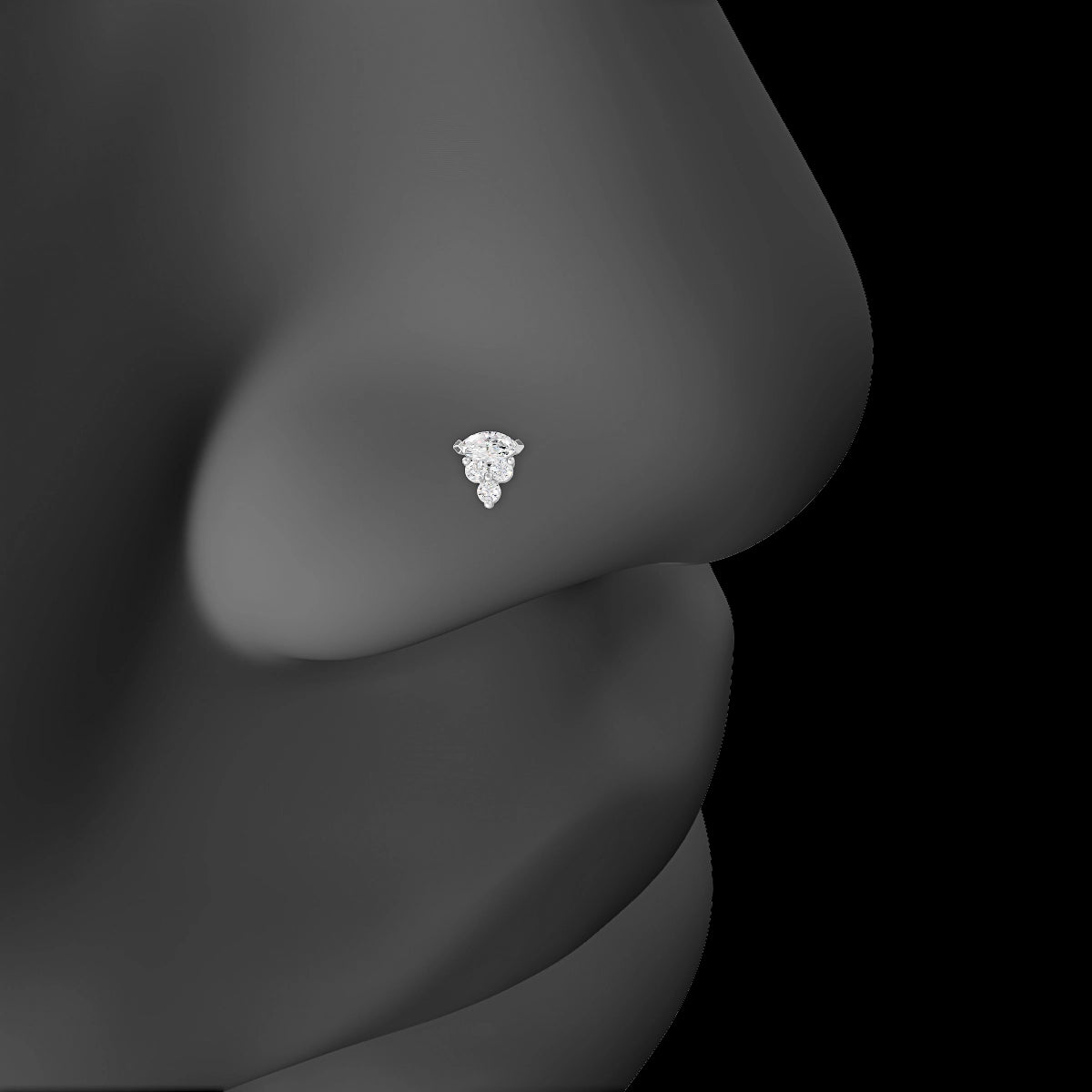 Oya | 18k White Gold 4 mm 5 mm Diamond Nose Piercing