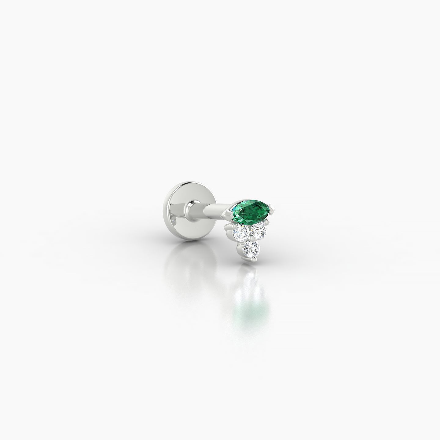 Oya | 18k White Gold 5 mm 4 mm Emerald & Diamond Nostril Piercing