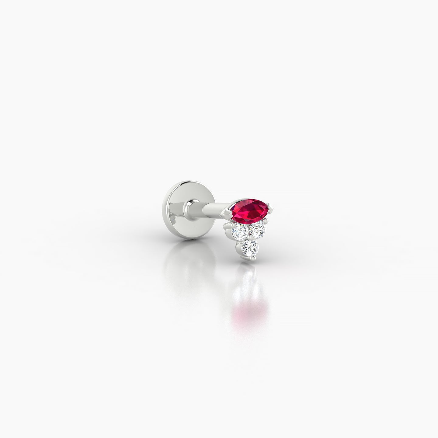 Oya | 18k White Gold 5 mm 4 mm Ruby & Diamond Nostril Piercing