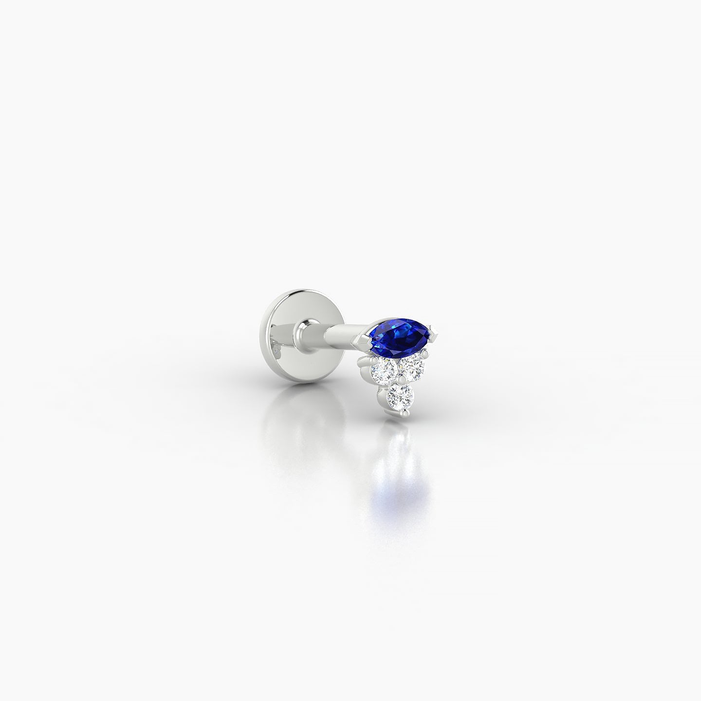 Oya | 18k White Gold 5 mm 4 mm Sapphire & Diamond Nostril Piercing