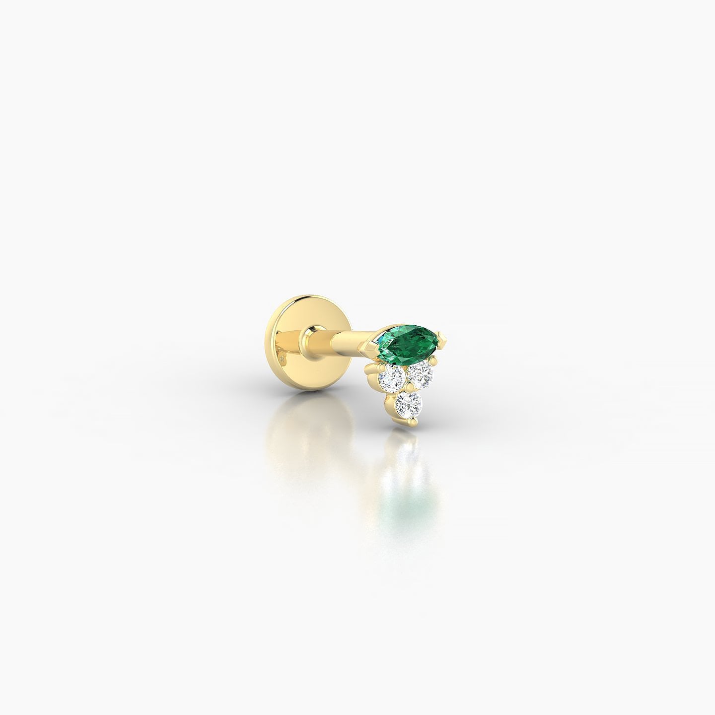 Oya | 18k Yellow Gold 5 mm 4 mm Emerald & Diamond Nostril Piercing