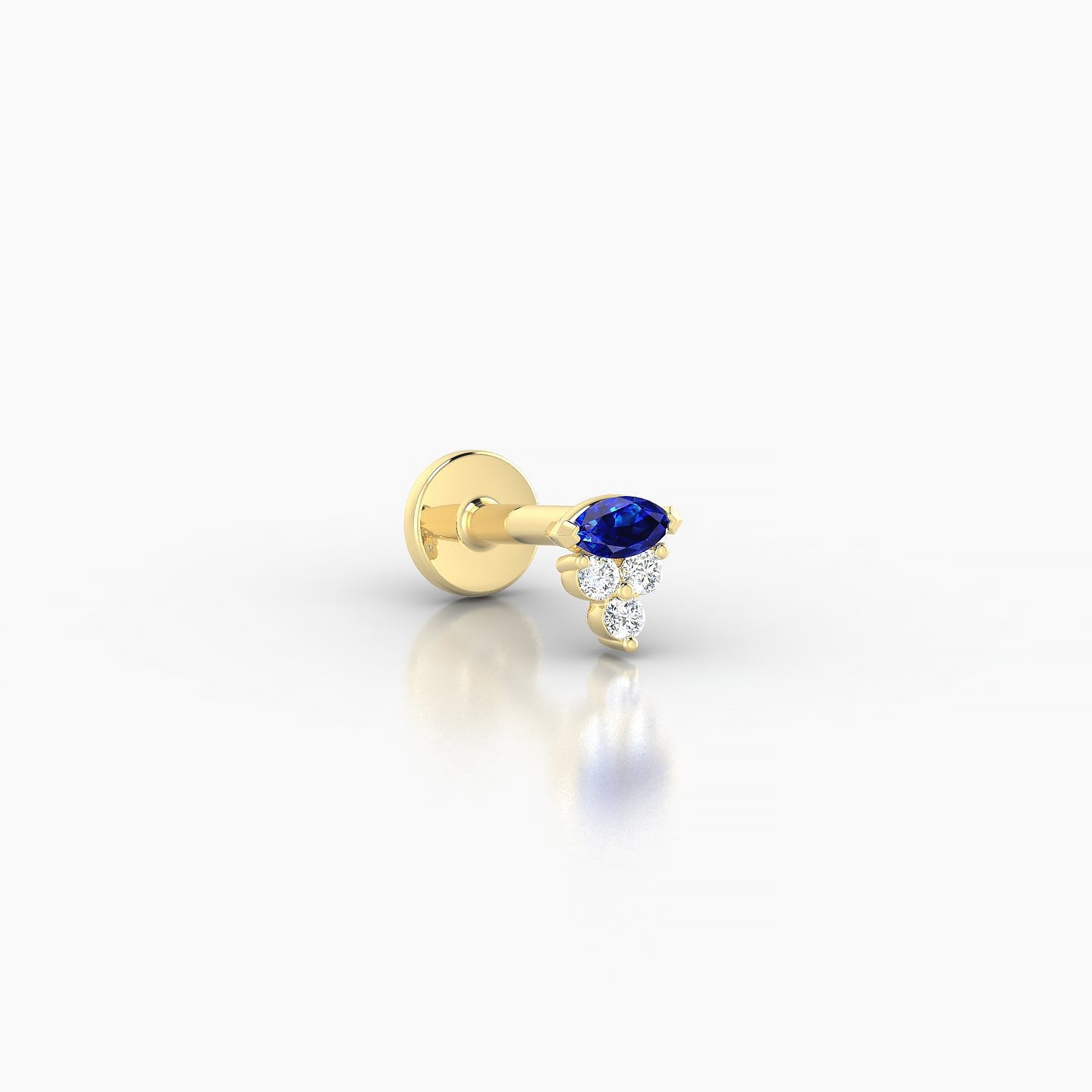 Oya | 18k Yellow Gold 5 mm 4 mm Sapphire & Diamond Nostril Piercing