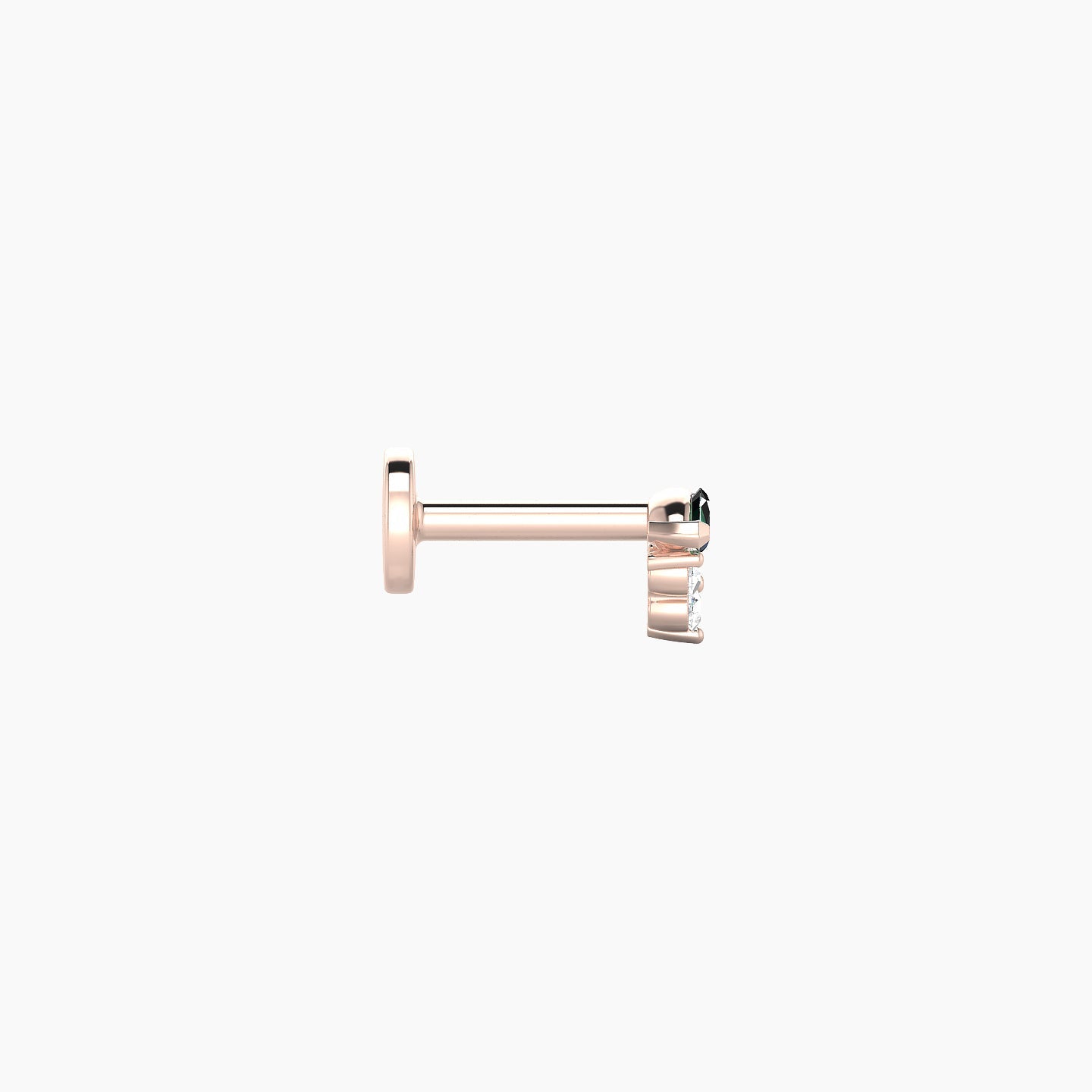 Oya | 18k Rose Gold 5 mm 4 mm Emerald & Diamond Nostril Piercing