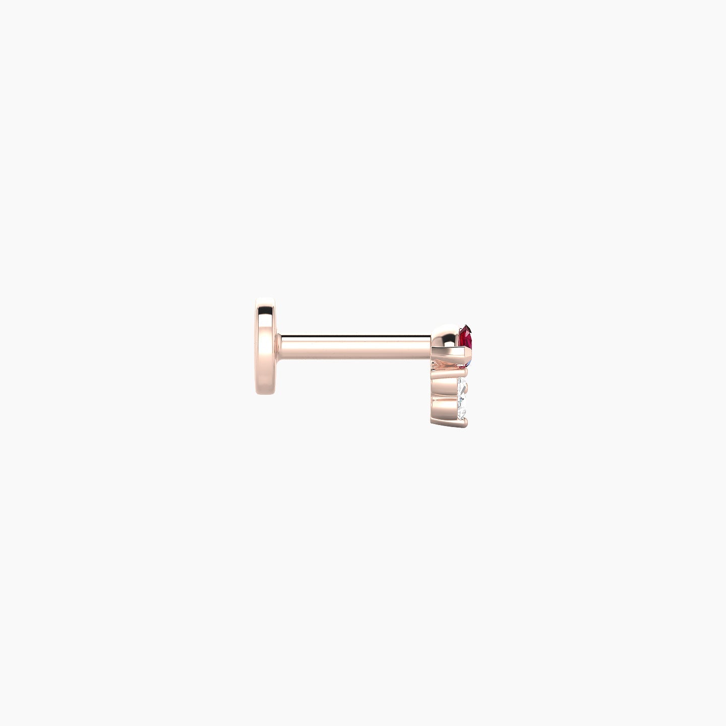 Oya | 18k Rose Gold 5 mm 4 mm Ruby & Diamond Nostril Piercing