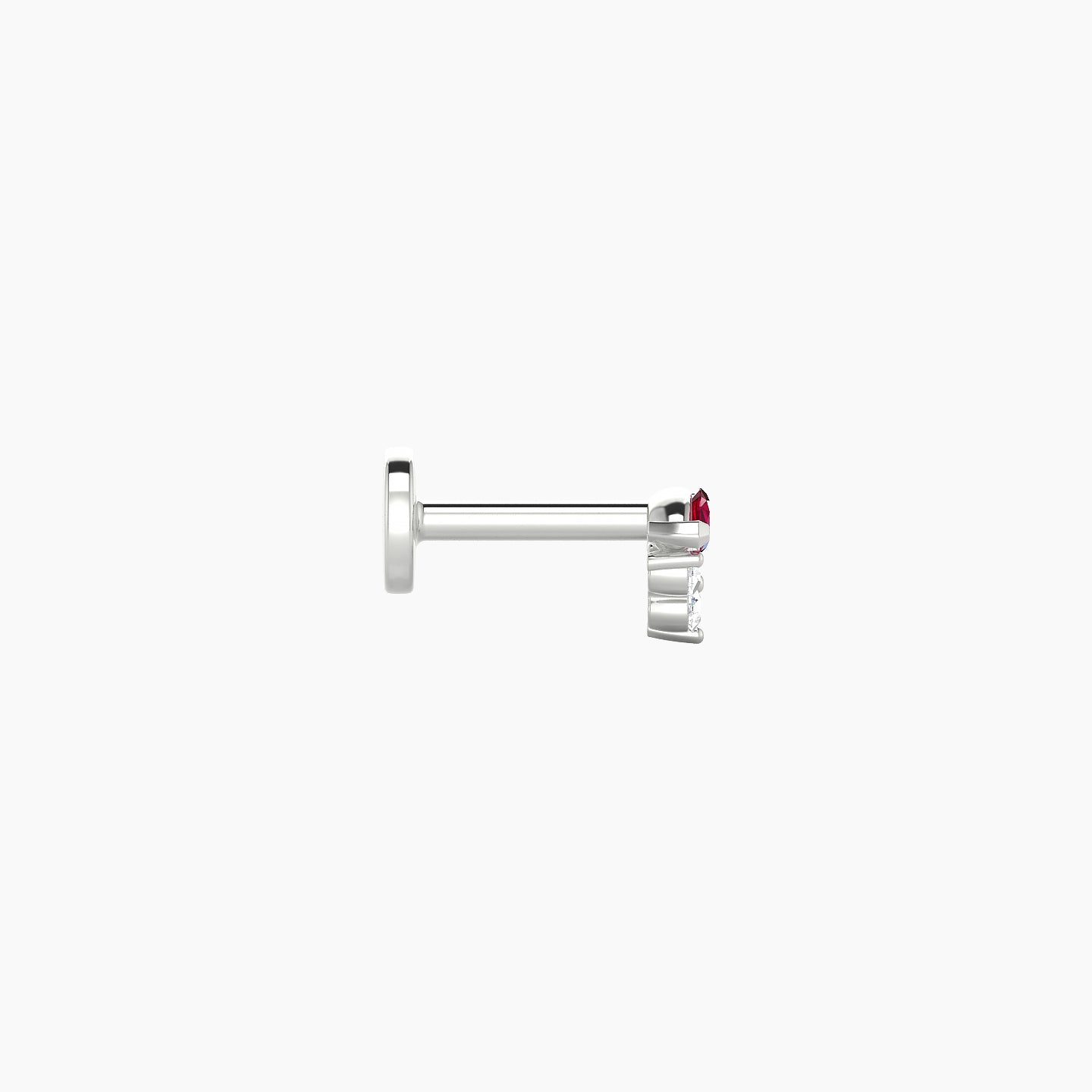 Oya | 18k White Gold 5 mm 4 mm Ruby & Diamond Nostril Piercing