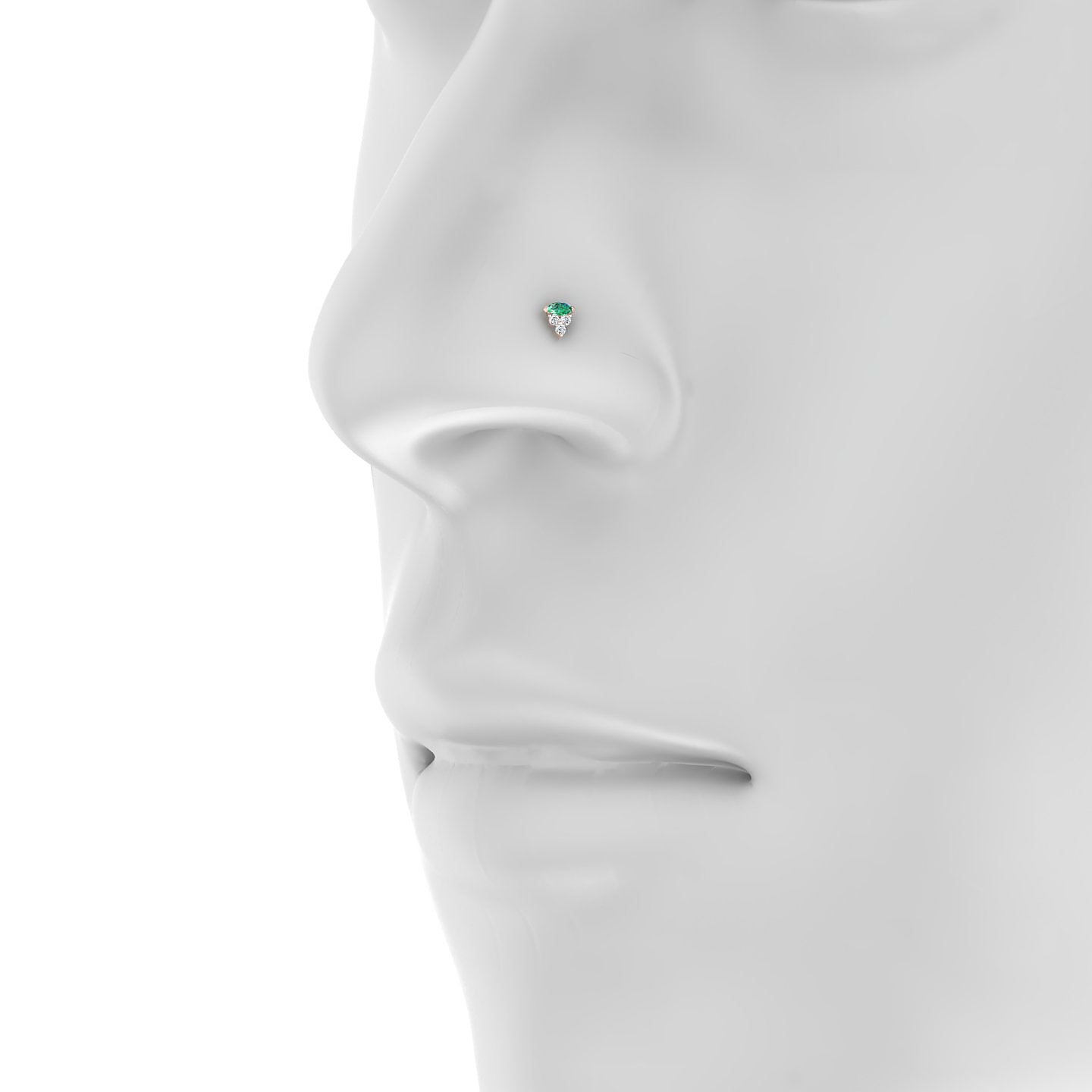 Oya | 18k Rose Gold 5 mm 4 mm Emerald & Diamond Nostril Piercing