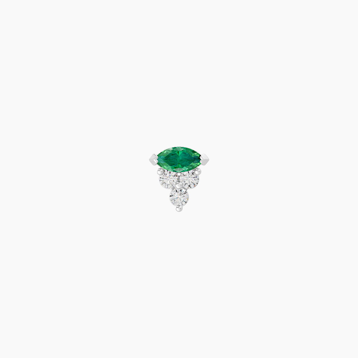 Oya | 18k White Gold 5 mm 4 mm Emerald & Diamond Piercing