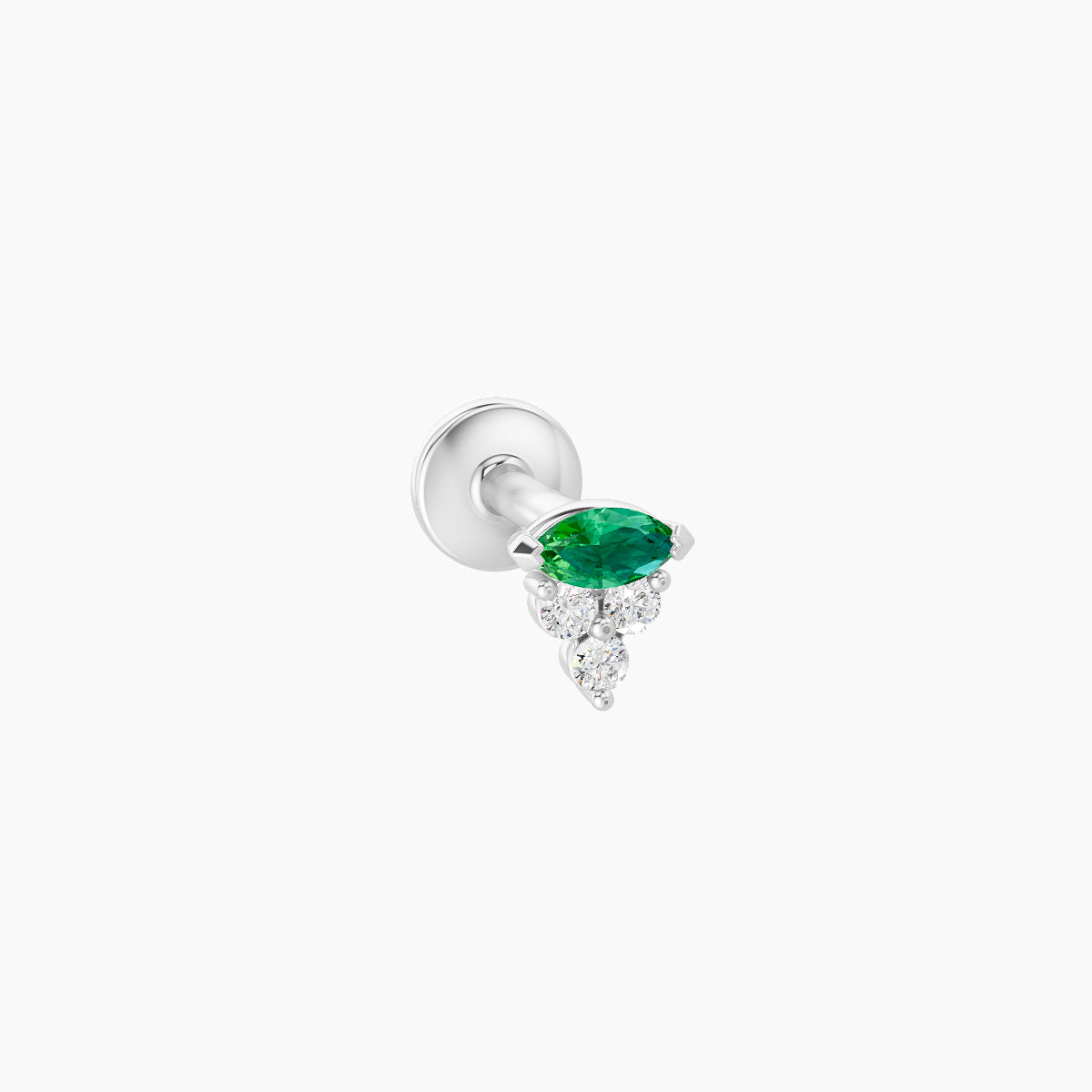 Oya | 18k White Gold 5 mm 4 mm Emerald & Diamond Piercing