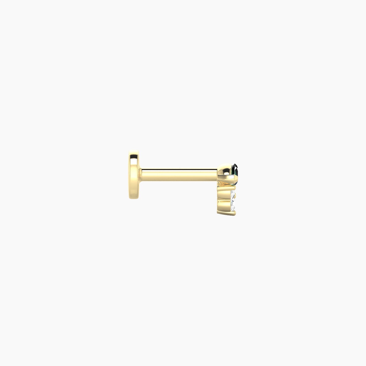 Oya | 18k Yellow Gold 5 mm 4 mm Emerald & Diamond Piercing