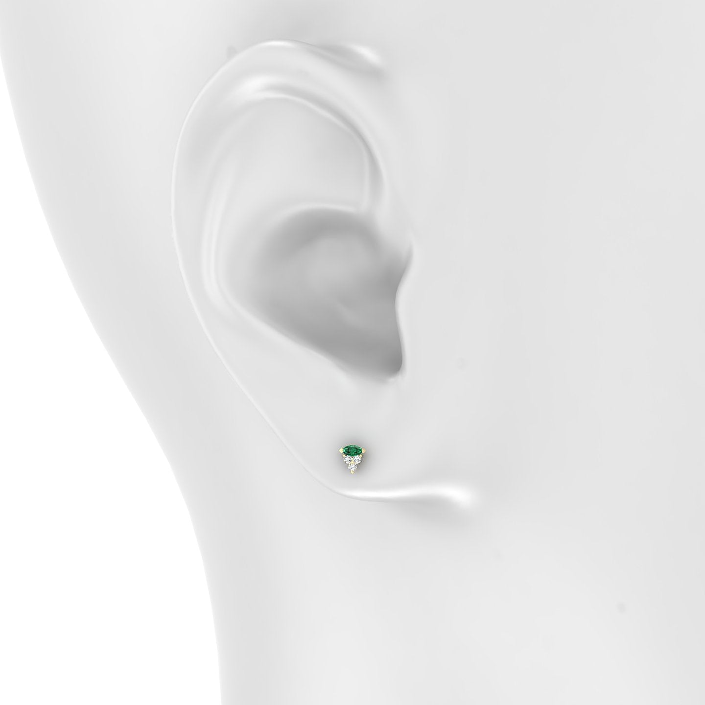 Oya | 18k Yellow Gold 5 mm 4 mm Emerald & Diamond Piercing