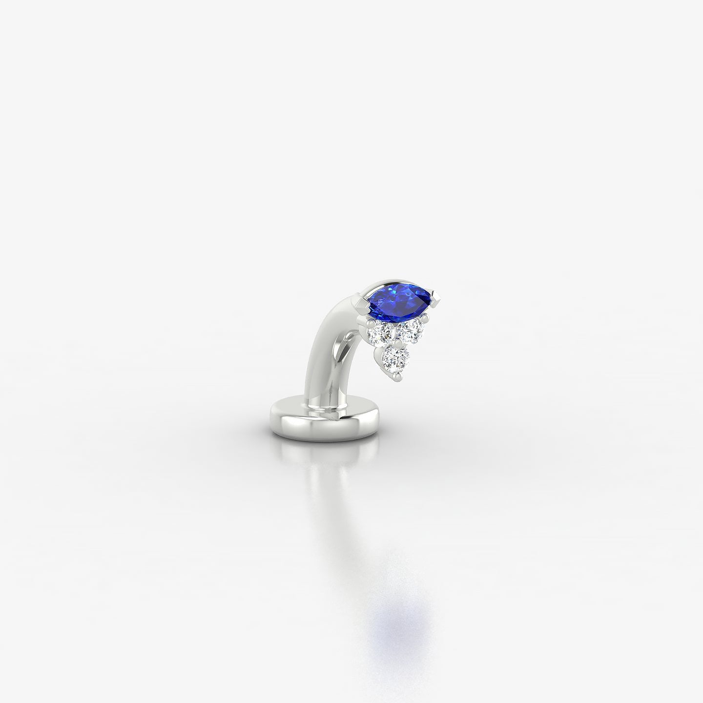 Oya | 18k White Gold 6 mm 4 mm Sapphire & Diamond Floating Navel Piercing