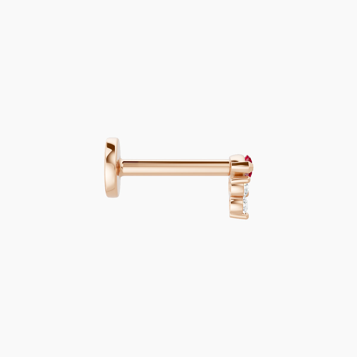 Oya | 18k Rose Gold 6.5 mm 4 mm Ruby & Diamond Nose Piercing