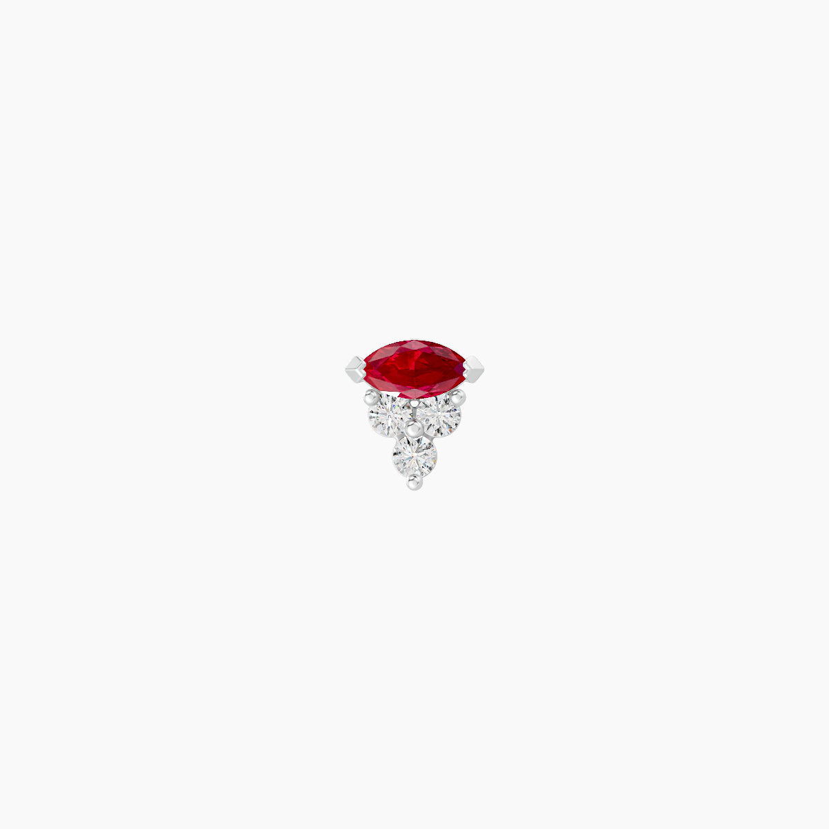 Oya | 18k White Gold 6.5 mm 4 mm Ruby & Diamond Nose Piercing