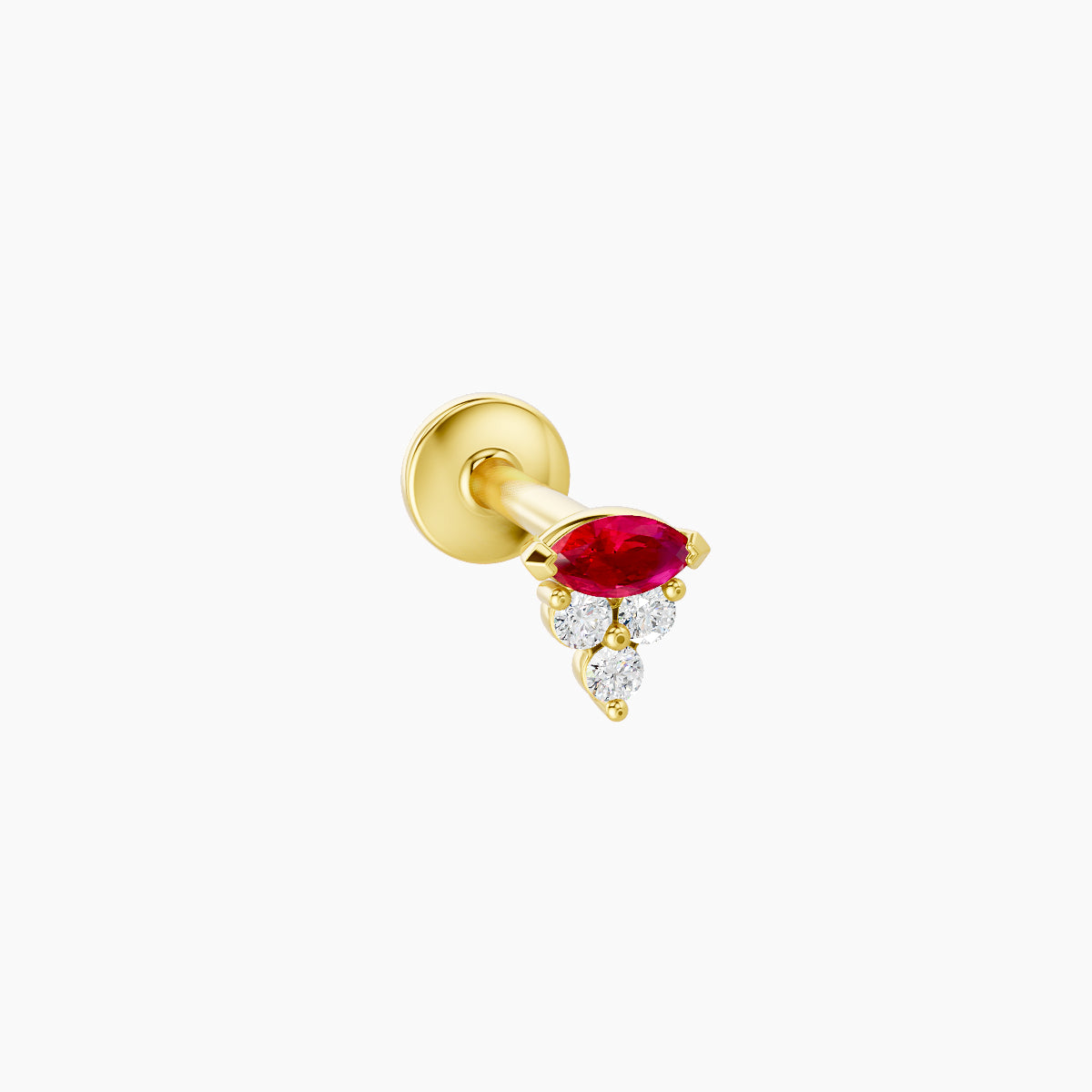 Oya | 18k Yellow Gold 6.5 mm 4 mm Ruby & Diamond Nose Piercing