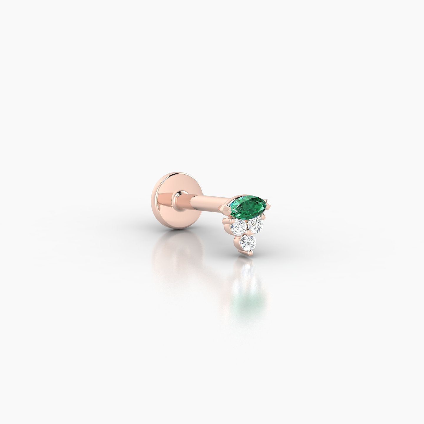 Oya | 18k Rose Gold 6.5 mm 4 mm Emerald & Diamond Nostril Piercing