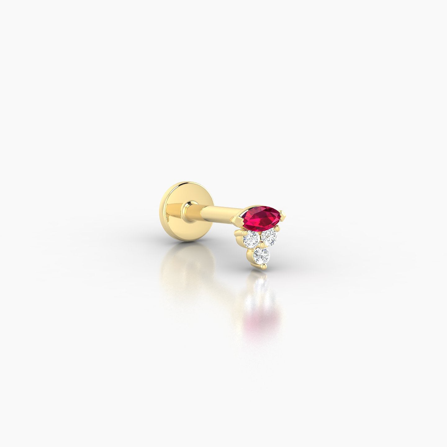 Oya | 18k Yellow Gold 6.5 mm 4 mm Ruby & Diamond Nostril Piercing