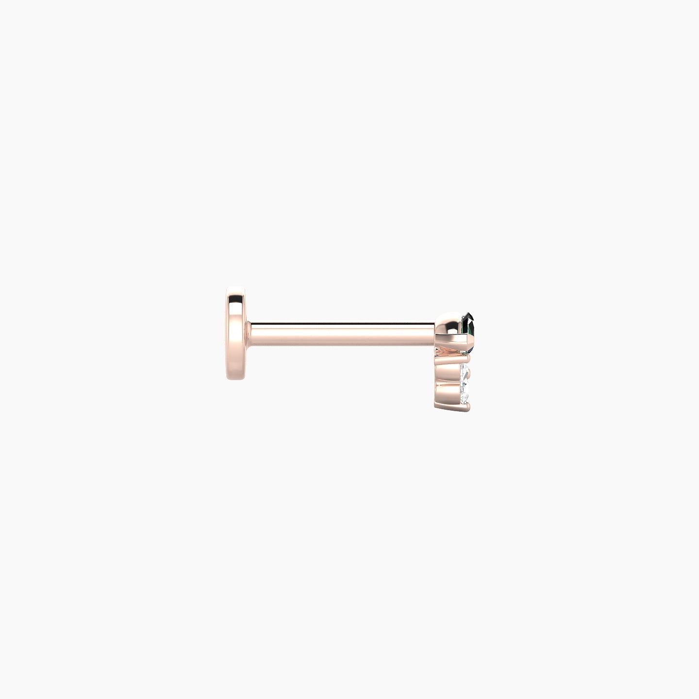 Oya | 18k Rose Gold 6.5 mm 4 mm Emerald & Diamond Nostril Piercing