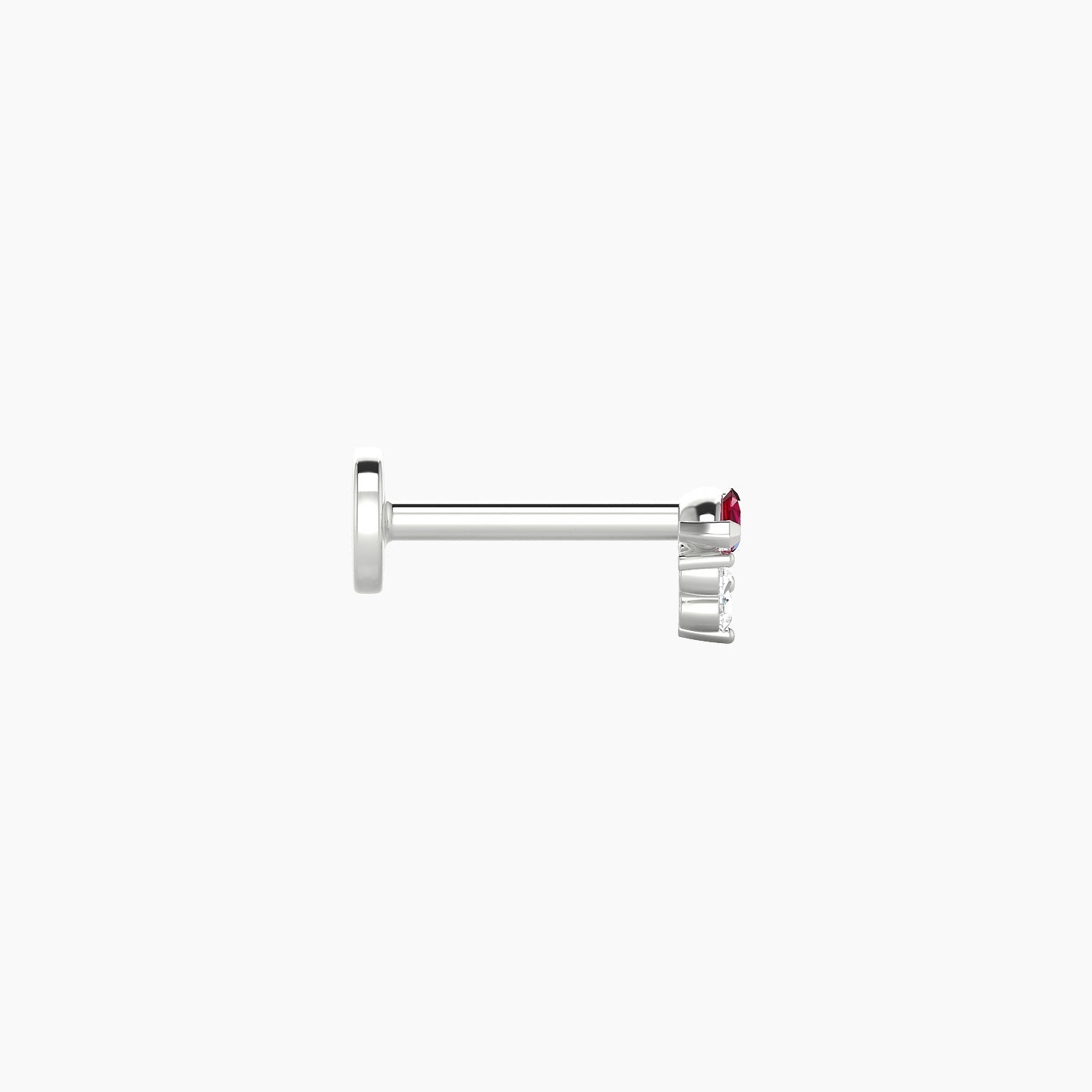 Oya | 18k White Gold 6.5 mm 4 mm Ruby & Diamond Nostril Piercing