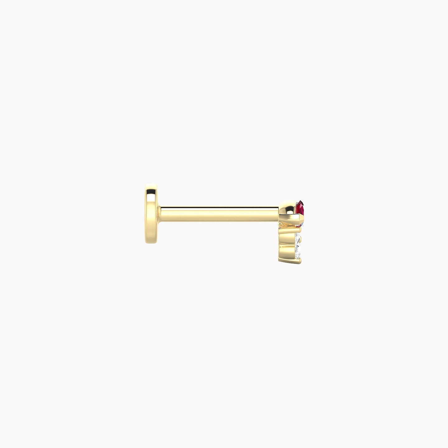 Oya | 18k Yellow Gold 6.5 mm 4 mm Ruby & Diamond Nostril Piercing