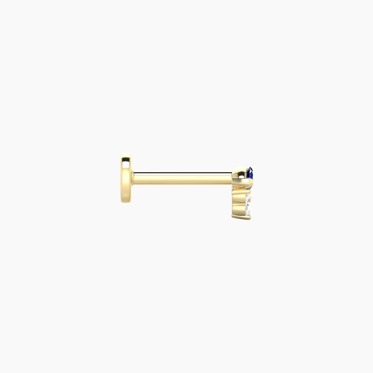 Oya | 18k Yellow Gold 6.5 mm 4 mm Sapphire & Diamond Nostril Piercing