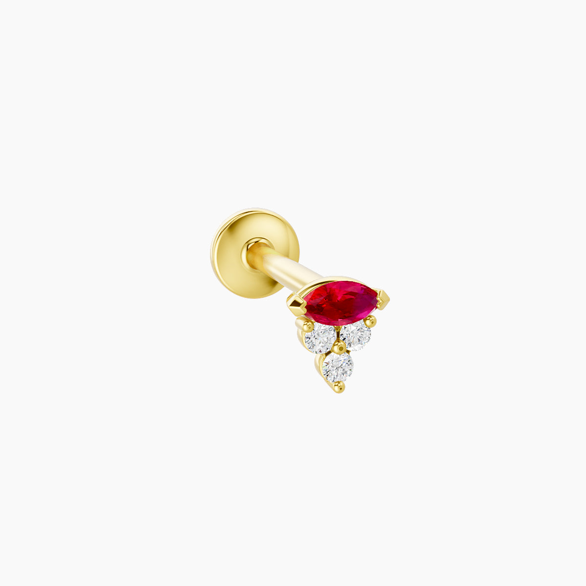 Oya | 18k Yellow Gold 8 mm 4 mm Ruby & Diamond Nose Piercing