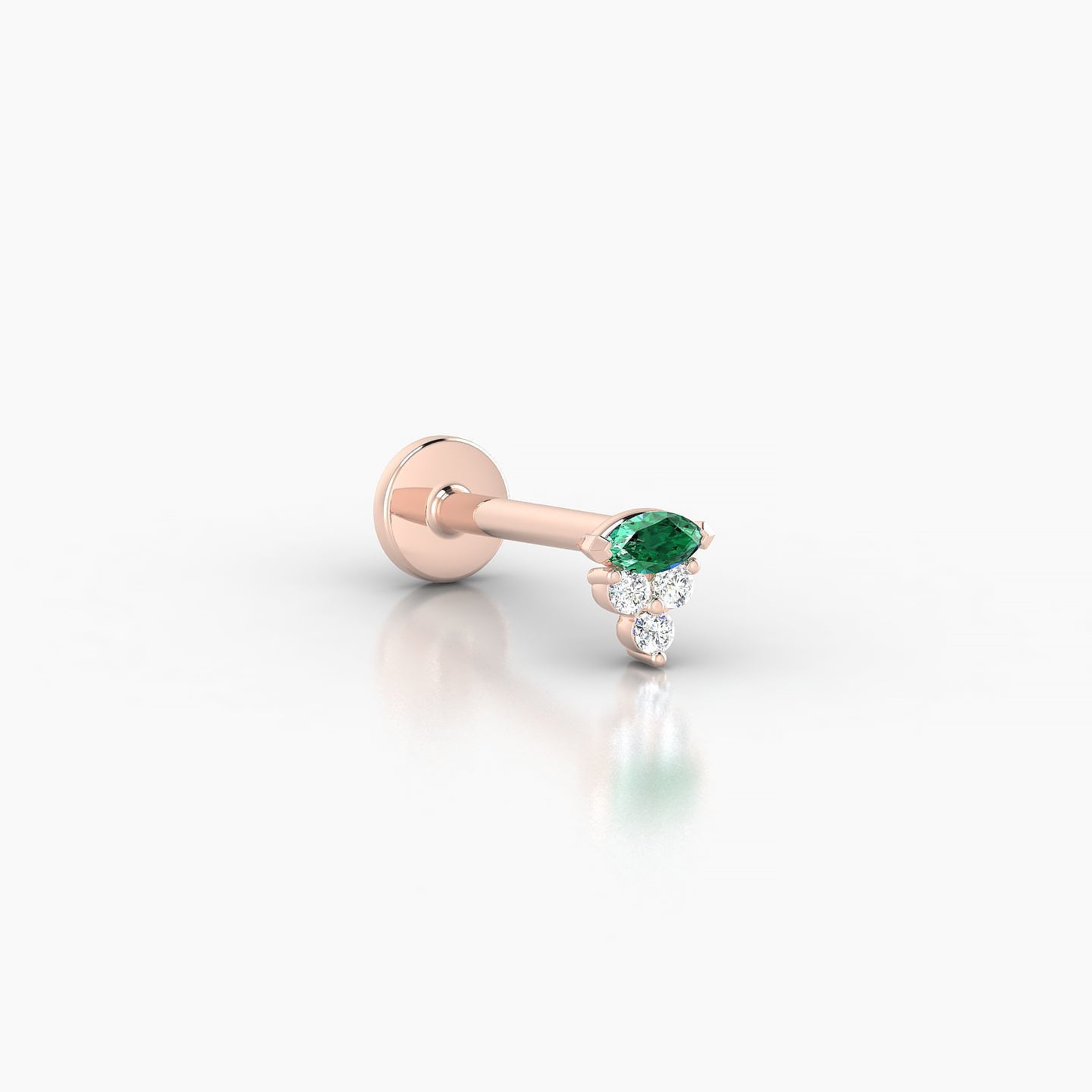 Oya | 18k Rose Gold 8 mm 4 mm Emerald & Diamond Nostril Piercing