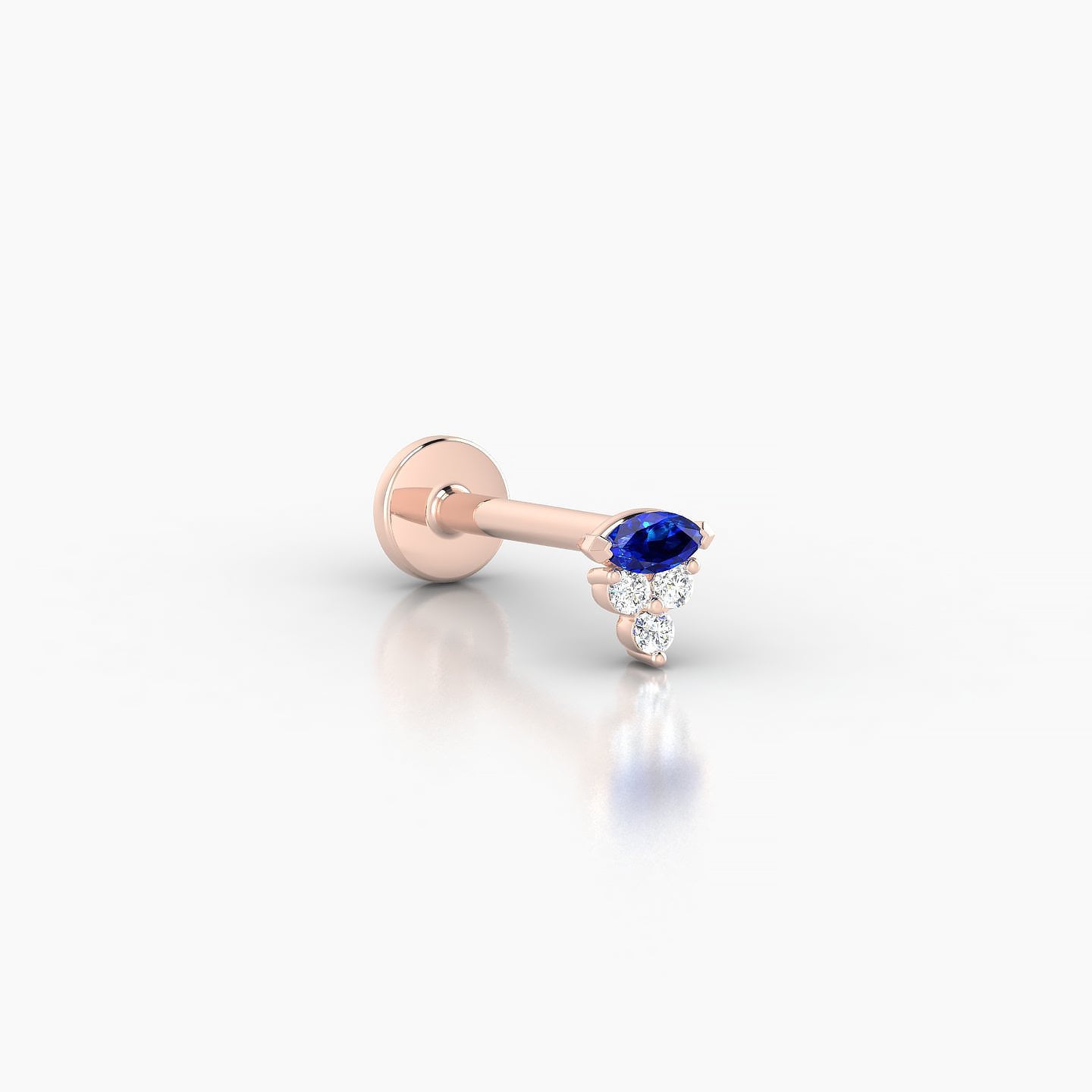 Oya | 18k Rose Gold 8 mm 4 mm Sapphire & Diamond Nostril Piercing