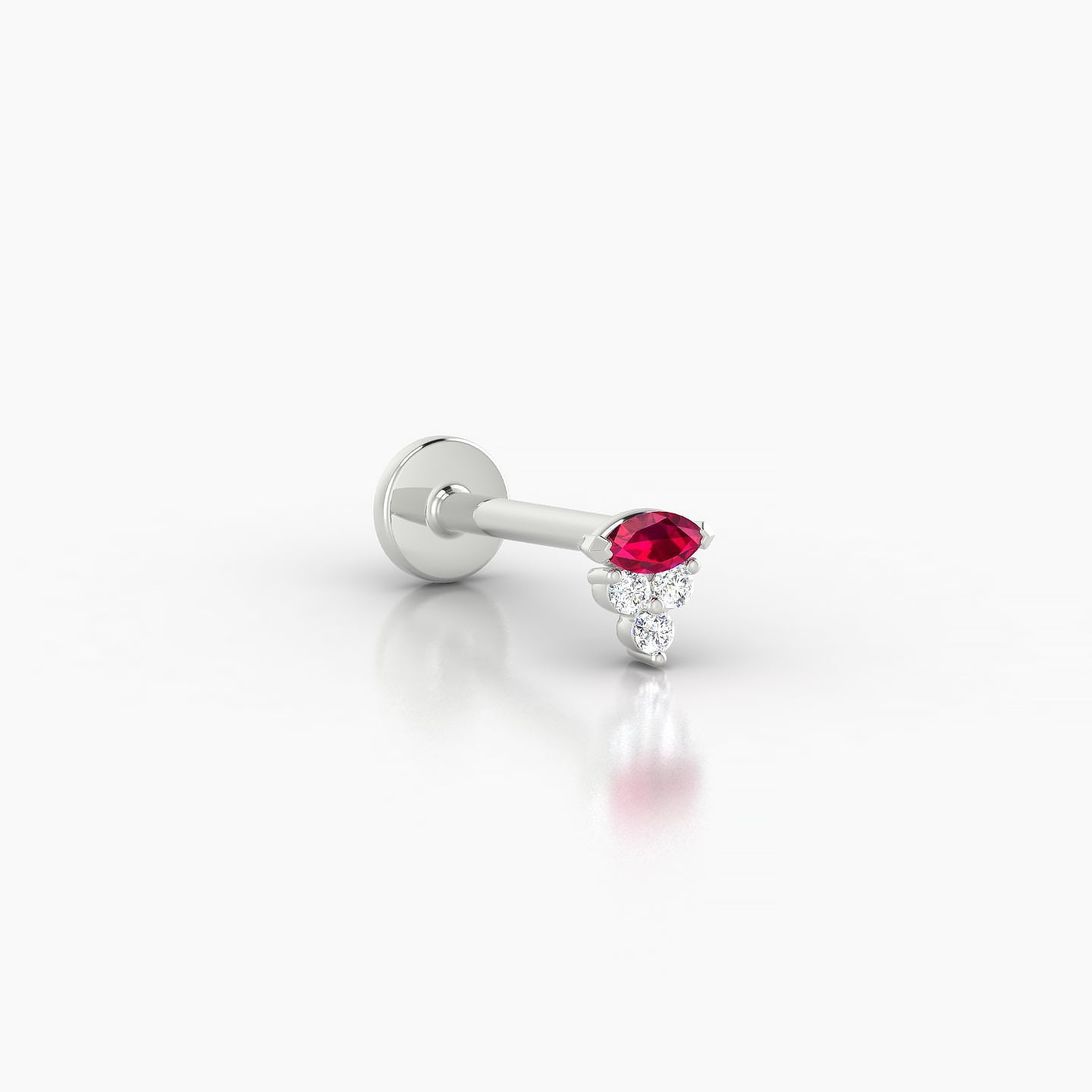 Oya | 18k White Gold 8 mm 4 mm Ruby & Diamond Nostril Piercing