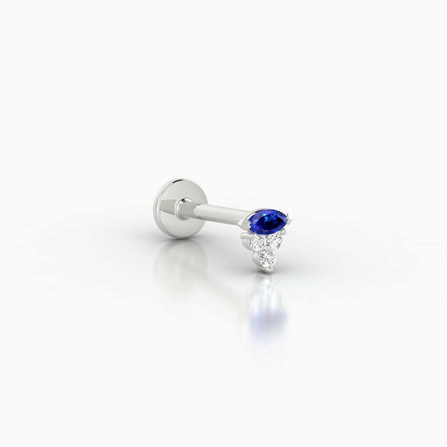 Oya | 18k White Gold 8 mm 4 mm Sapphire & Diamond Nostril Piercing