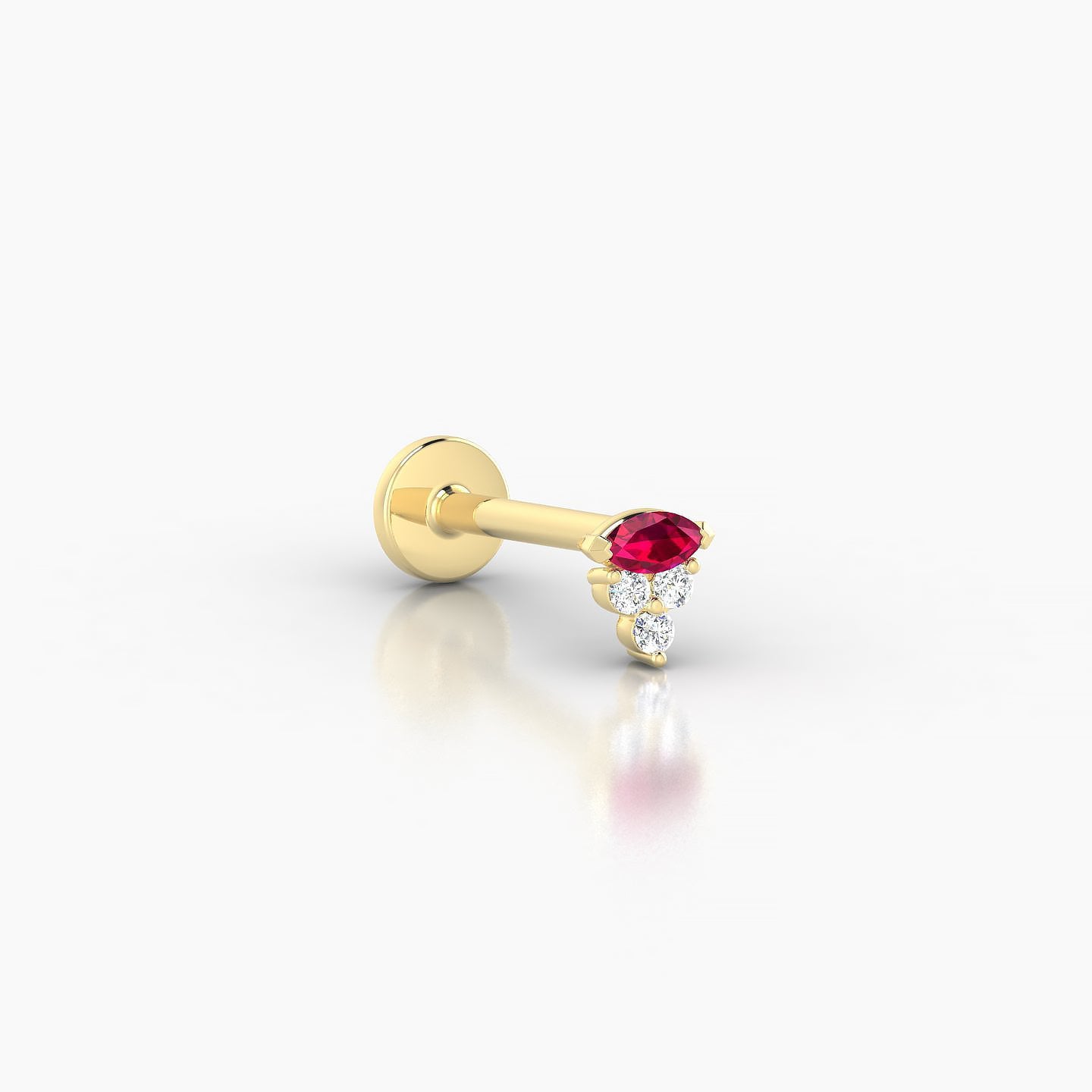 Oya | 18k Yellow Gold 8 mm 4 mm Ruby & Diamond Nostril Piercing