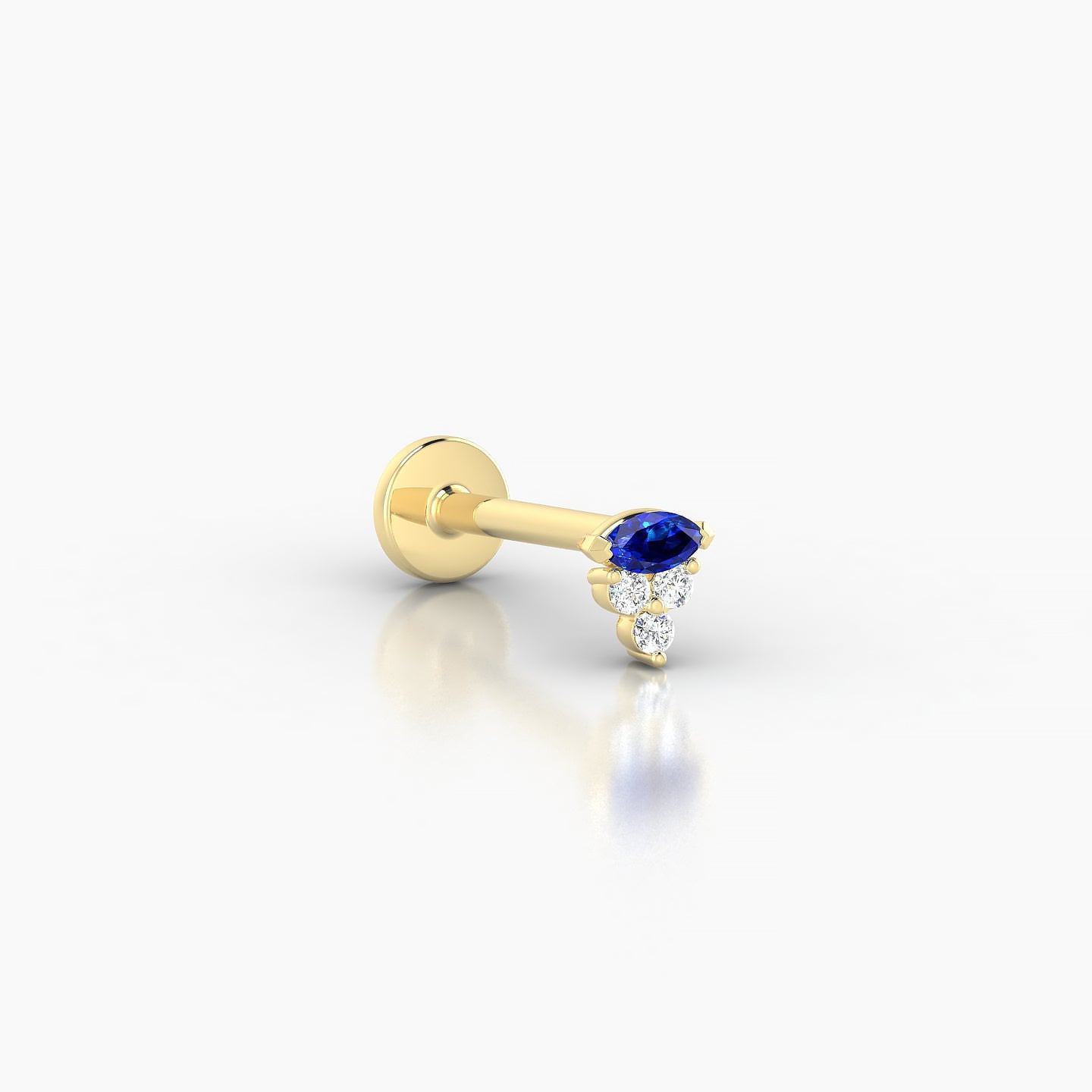 Oya | 18k Yellow Gold 8 mm 4 mm Sapphire & Diamond Nostril Piercing