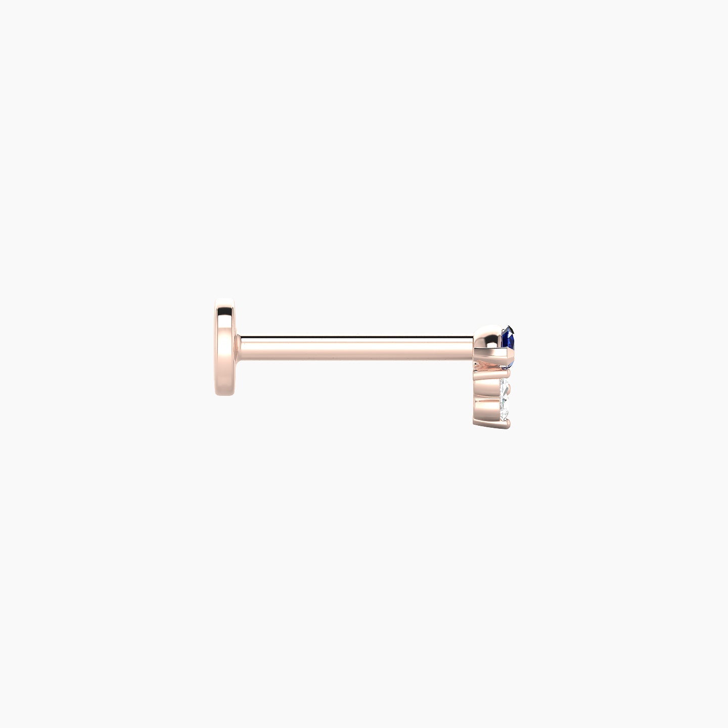 Oya | 18k Rose Gold 8 mm 4 mm Sapphire & Diamond Nostril Piercing