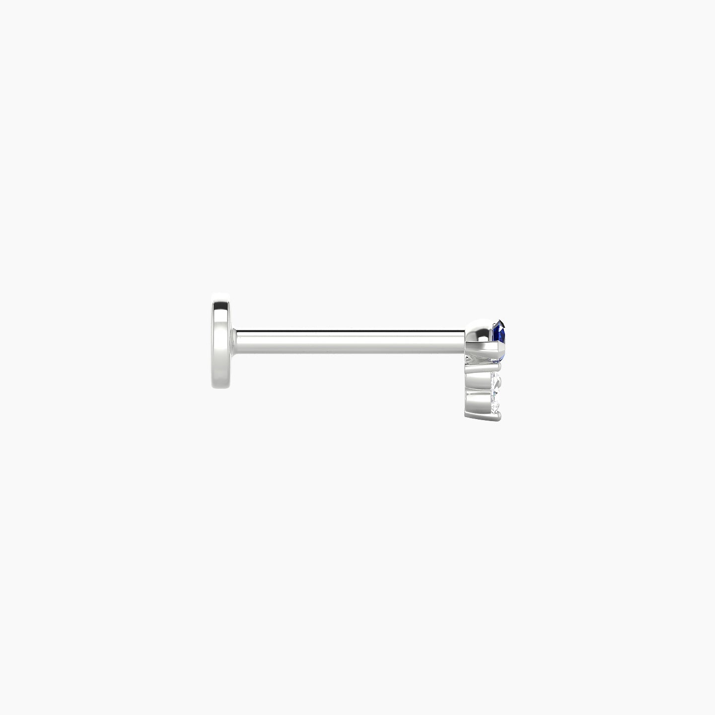 Oya | 18k White Gold 8 mm 4 mm Sapphire & Diamond Nostril Piercing