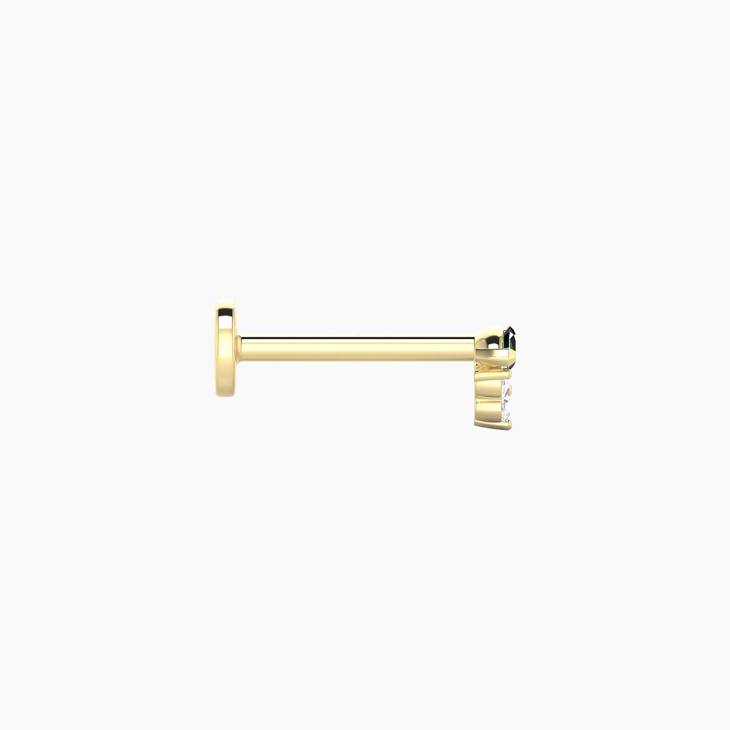 Oya | 18k Yellow Gold 8 mm 4 mm Emerald & Diamond Nostril Piercing