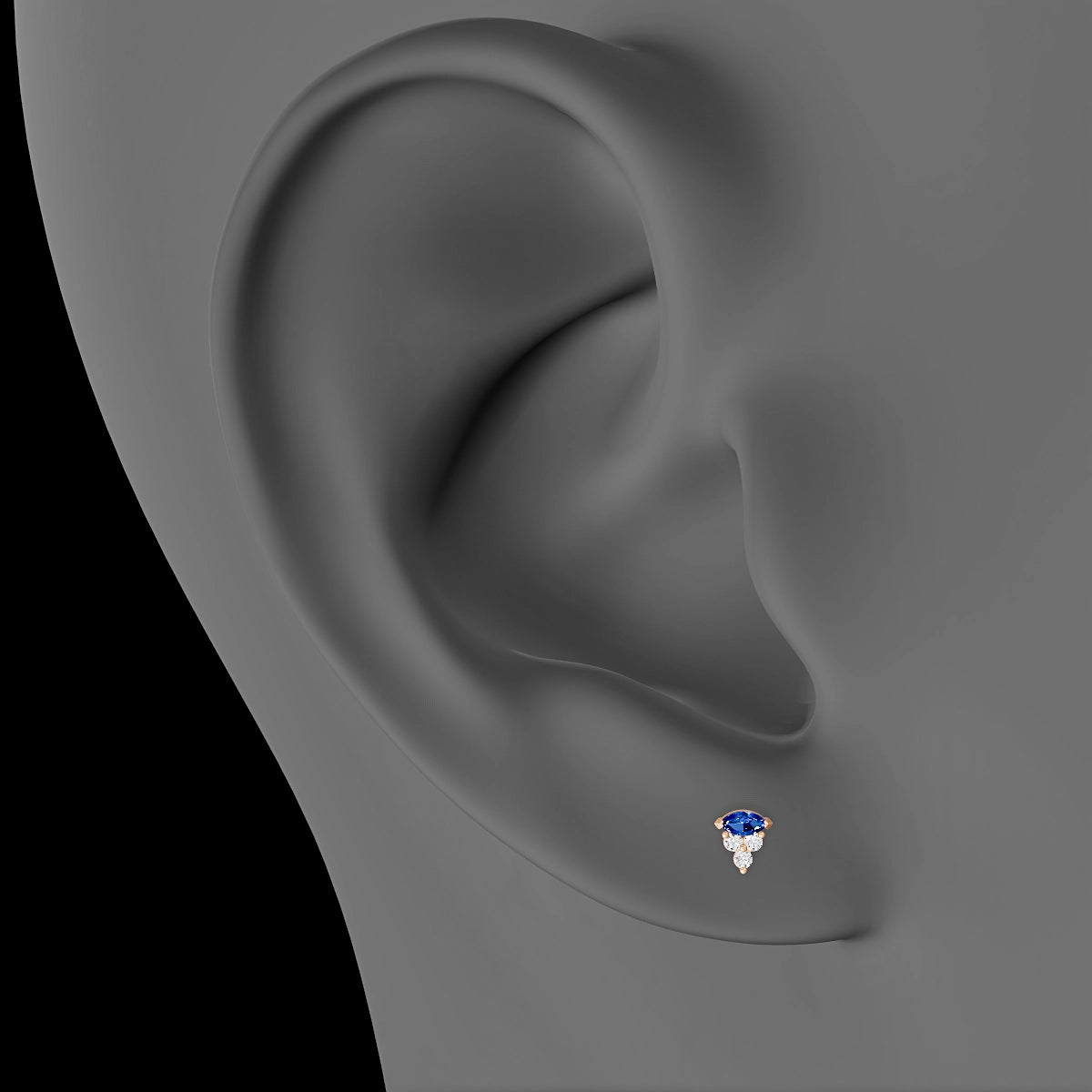 Oya | 18k Rose Gold 8 mm 4 mm Sapphire & Diamond Piercing