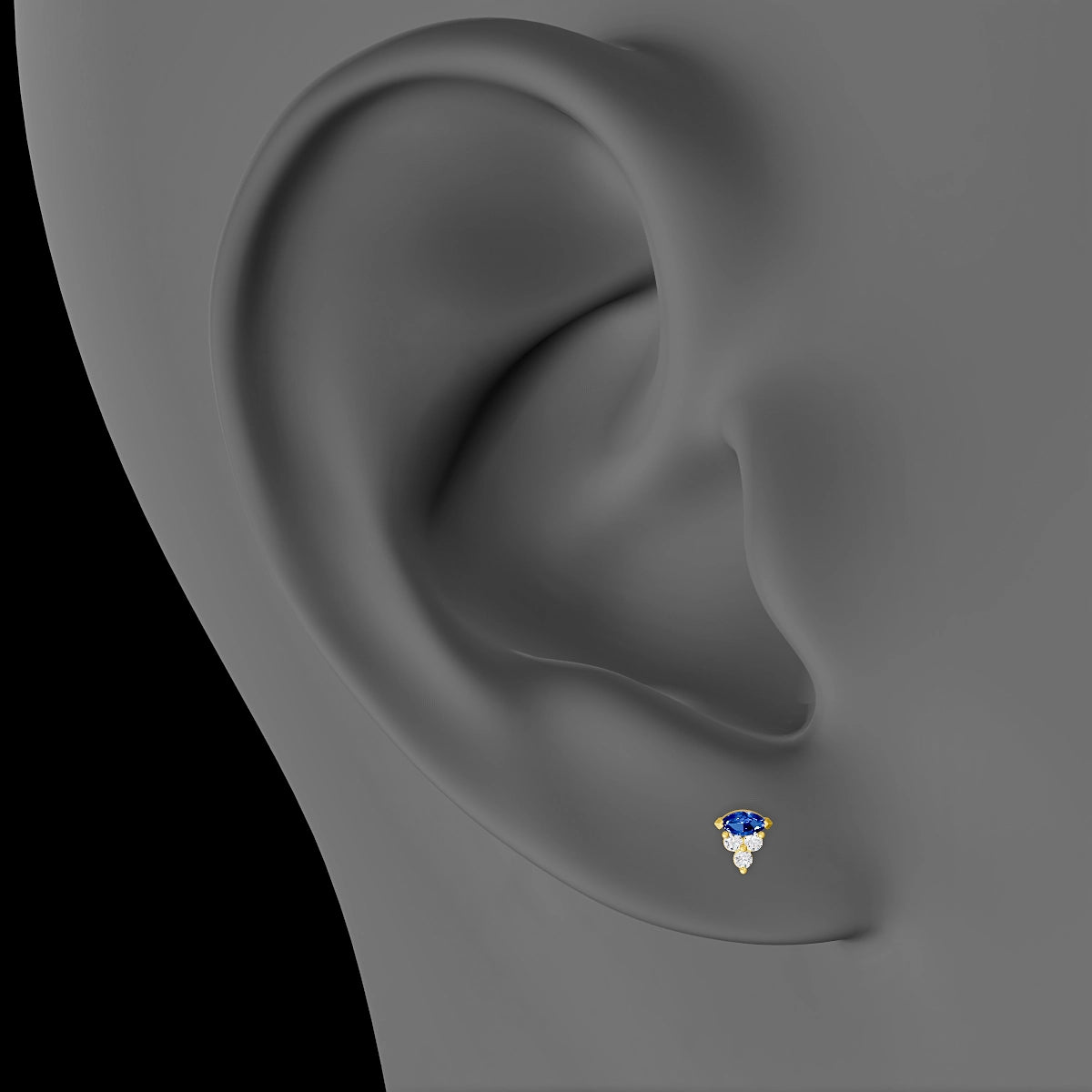 Oya | 18k Yellow Gold 8 mm 4 mm Sapphire & Diamond Piercing