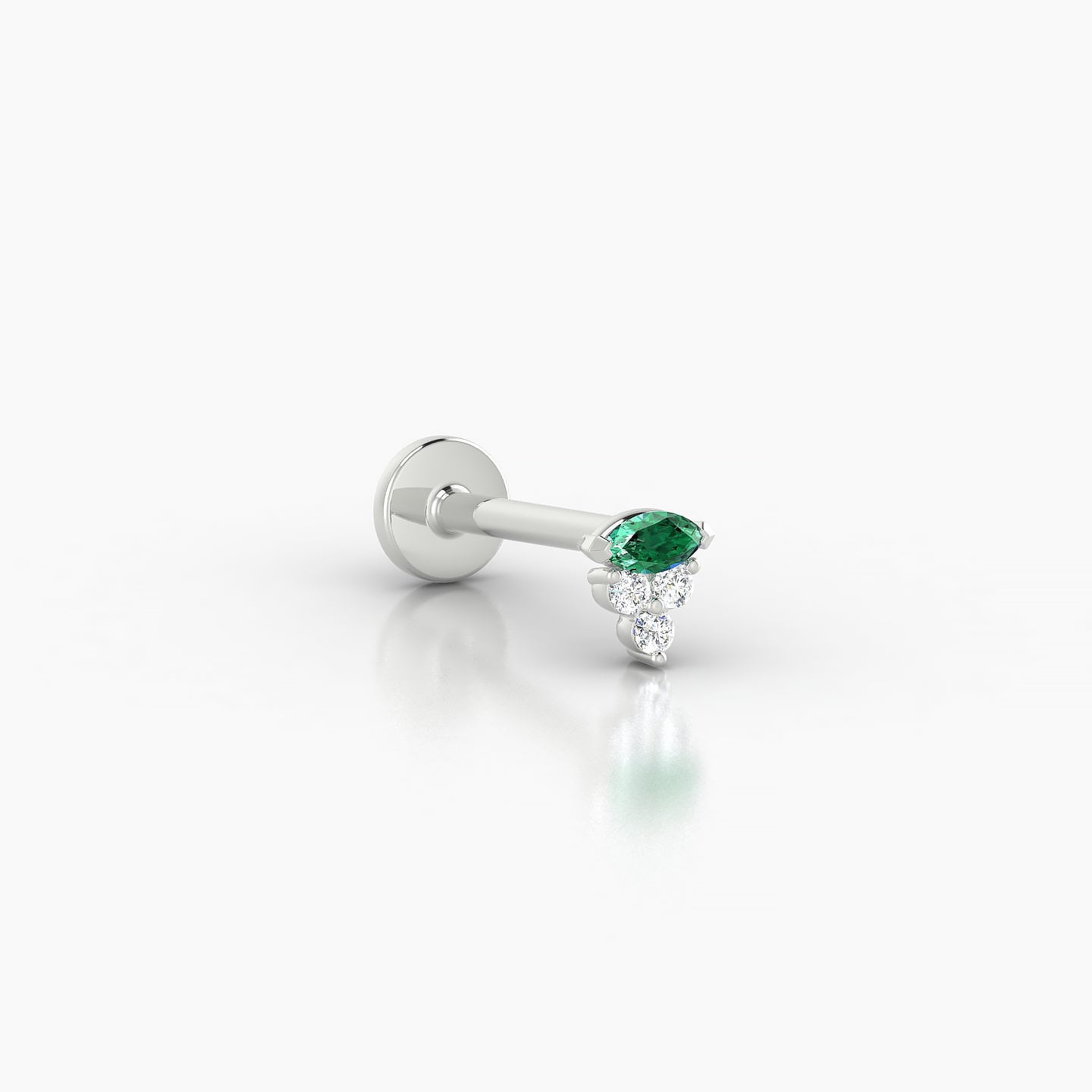 Oya | 18k White Gold 8 mm 4 mm Emerald & Diamond Piercing