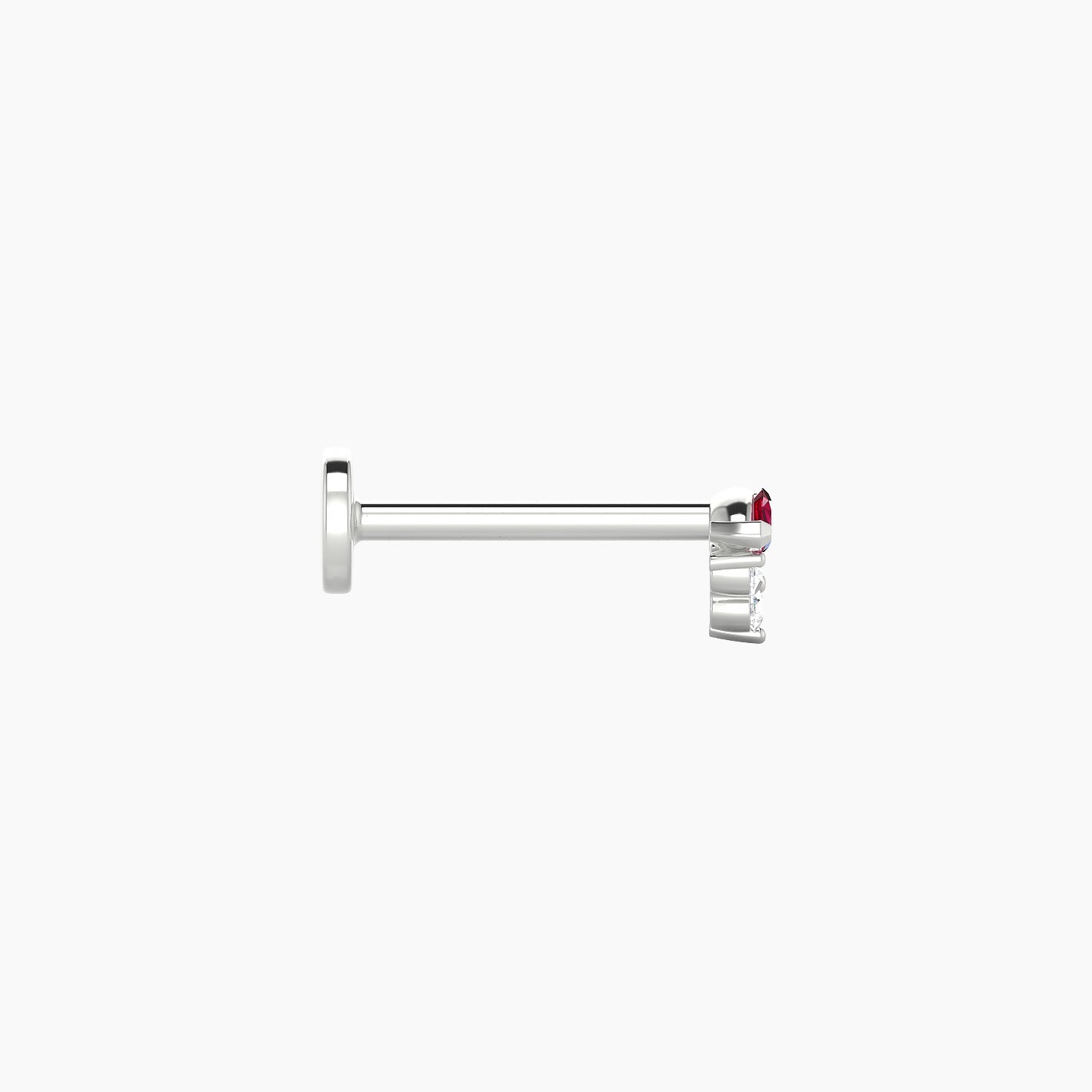 Oya | 18k White Gold 8 mm 4 mm Ruby & Diamond Piercing