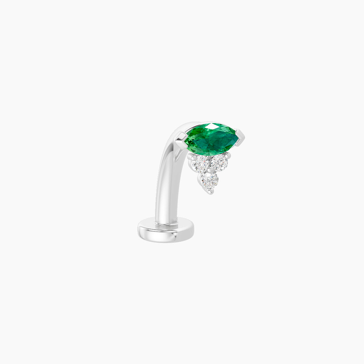 Oya | 18k White Gold 10 mm 5 mm Emerald & Diamond Floating Navel Piercing