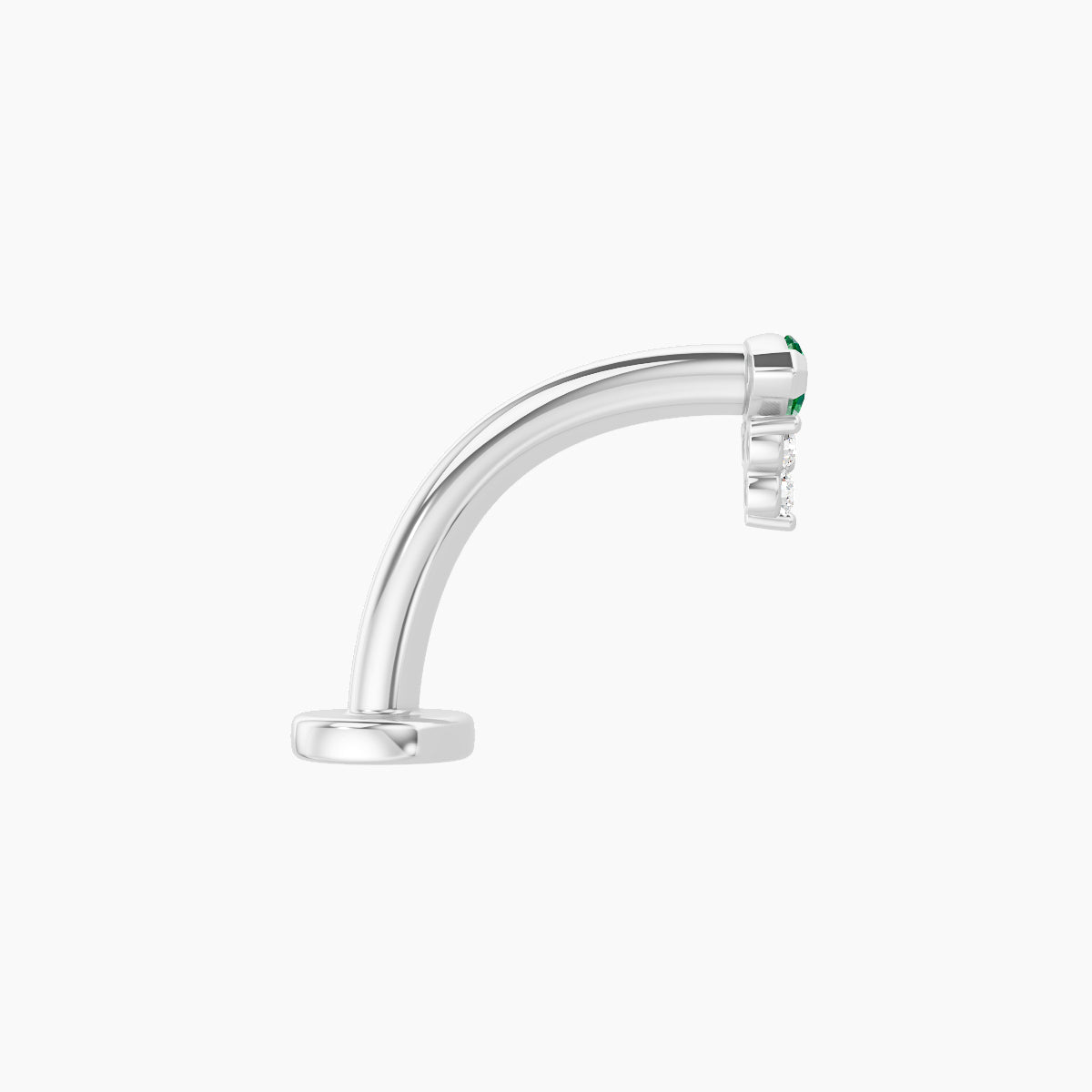 Oya | 18k White Gold 10 mm 5 mm Emerald & Diamond Floating Navel Piercing