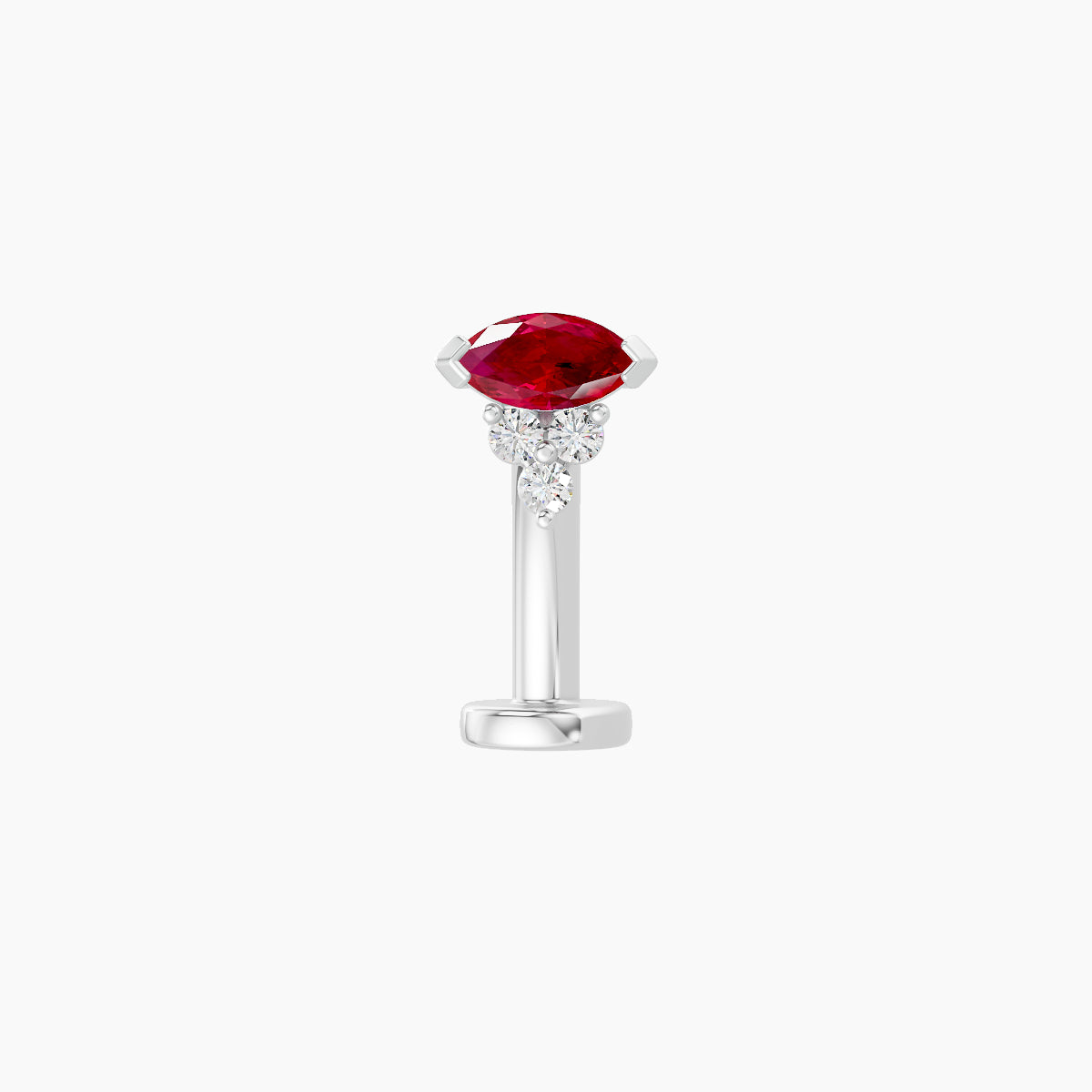 Oya | 18k White Gold 10 mm 5 mm Ruby & Diamond Floating Navel Piercing