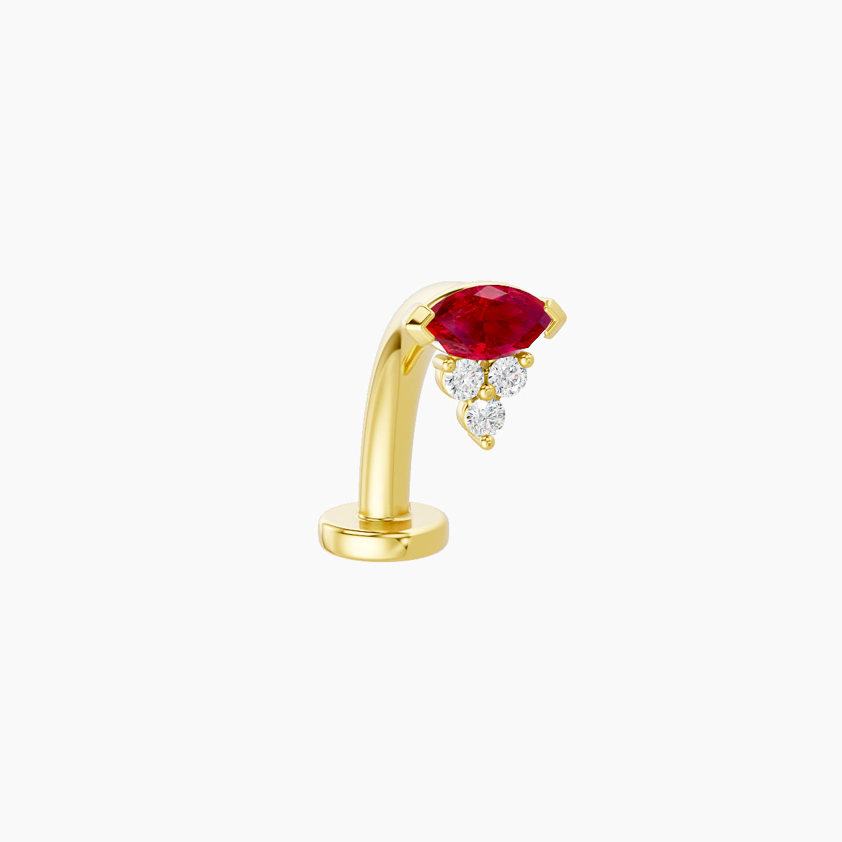 Oya | 18k Yellow Gold 10 mm 5 mm Ruby & Diamond Floating Navel Piercing