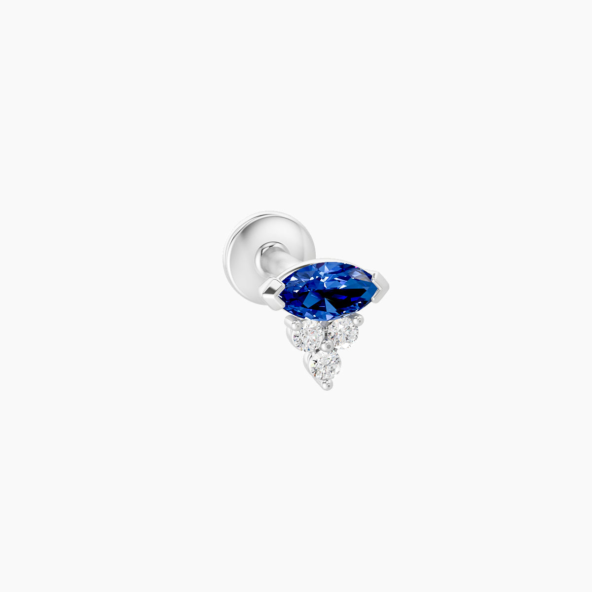 Oya | 18k White Gold 5 mm 5 mm Sapphire & Diamond Nose Piercing