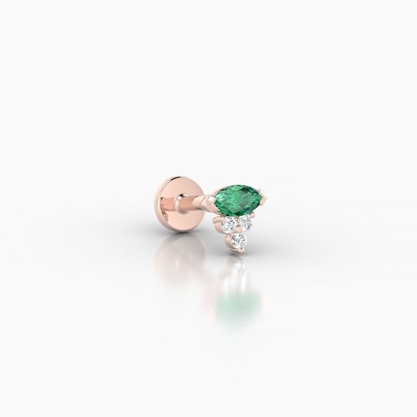 Oya | 18k Rose Gold 5 mm 5 mm Emerald & Diamond Nostril Piercing