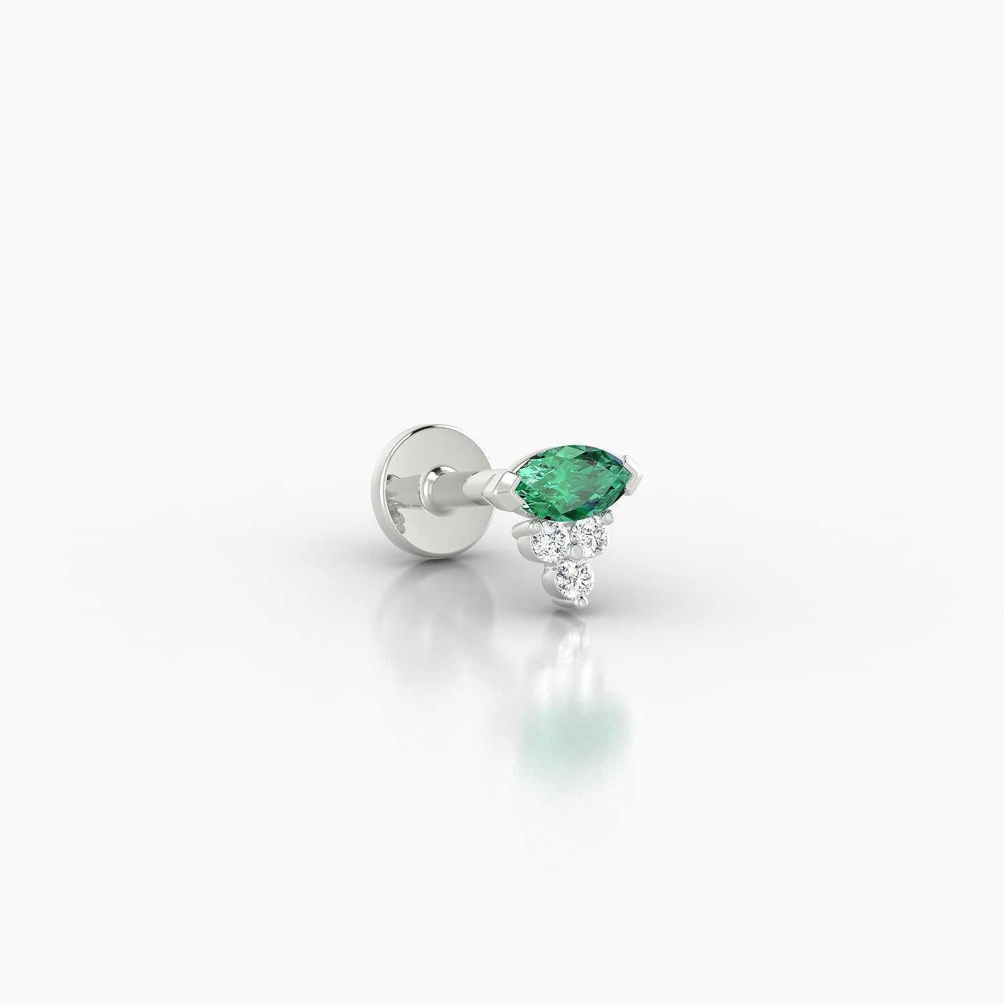 Oya | 18k White Gold 5 mm 5 mm Emerald & Diamond Nostril Piercing