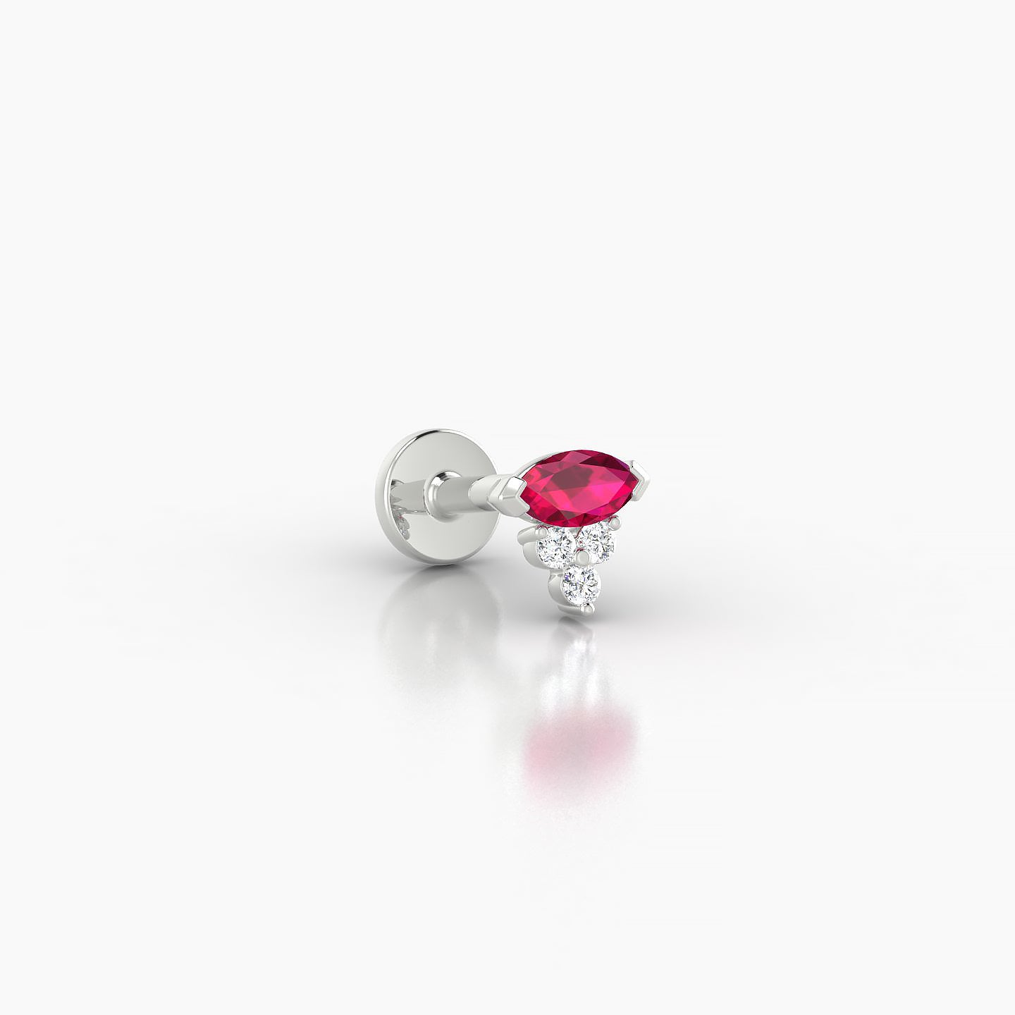 Oya | 18k White Gold 5 mm 5 mm Ruby & Diamond Nostril Piercing