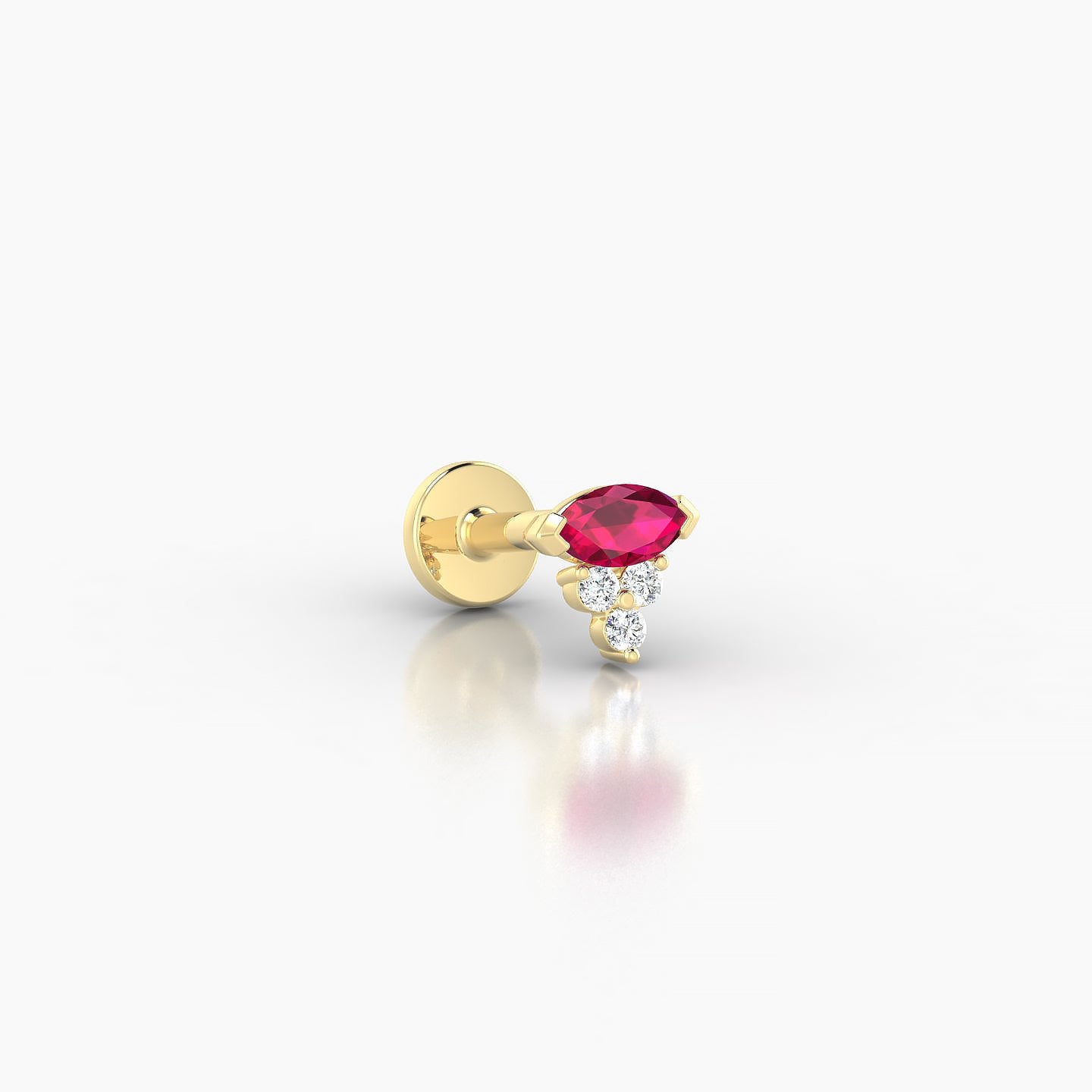 Oya | 18k Yellow Gold 5 mm 5 mm Ruby & Diamond Nostril Piercing