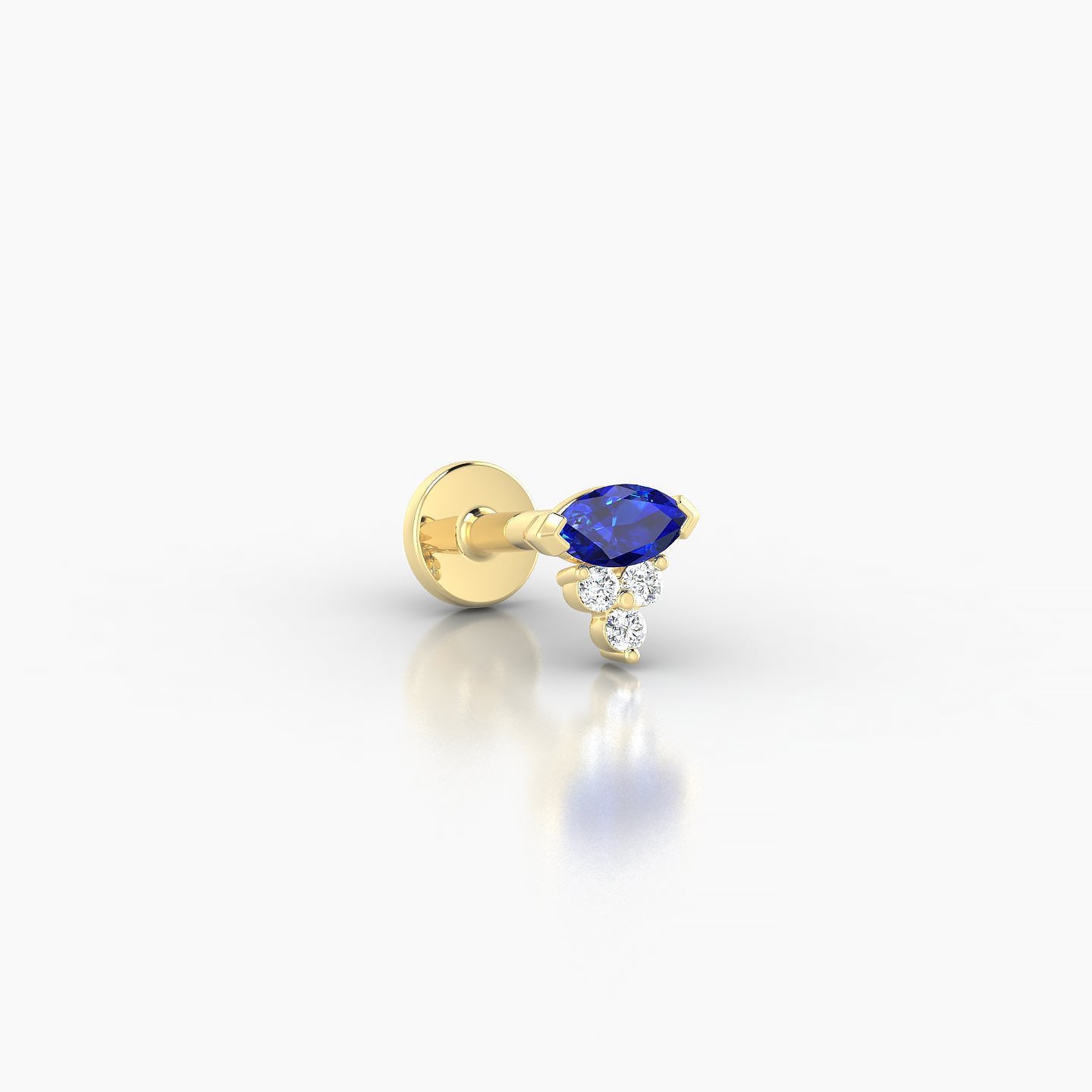 Oya | 18k Yellow Gold 5 mm 5 mm Sapphire & Diamond Nostril Piercing