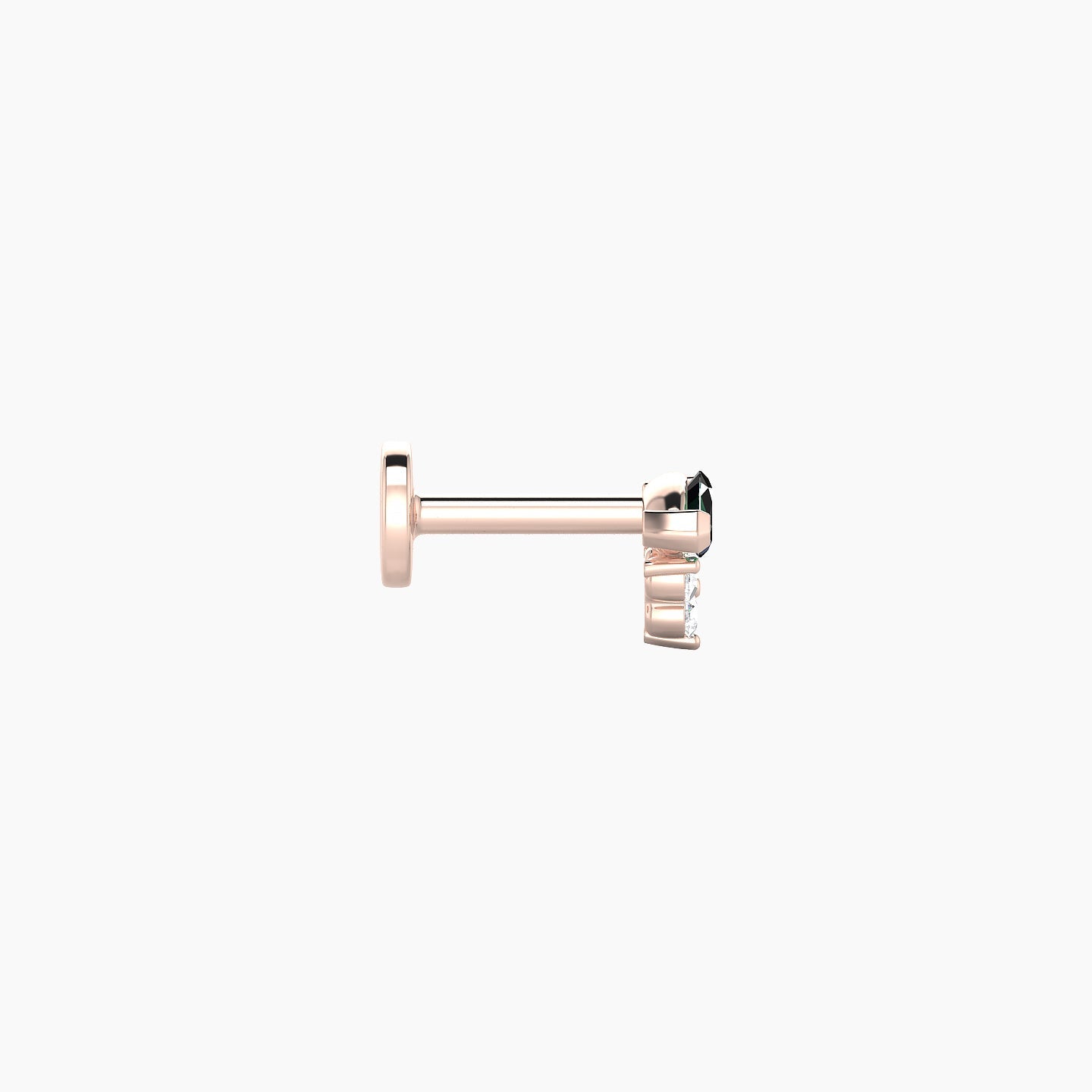 Oya | 18k Rose Gold 5 mm 5 mm Emerald & Diamond Nostril Piercing